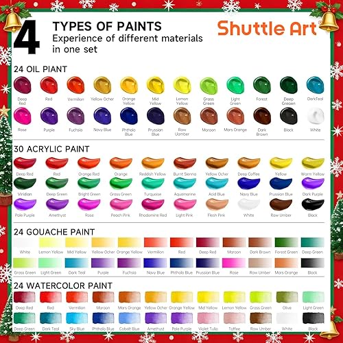 Miniatura 6 de Shuttle Art Kit de pintura de 168 piezas, kit de arte de lujo con pintura, caballete de madera, lienzos, blocs de papel, pinceles y otros
