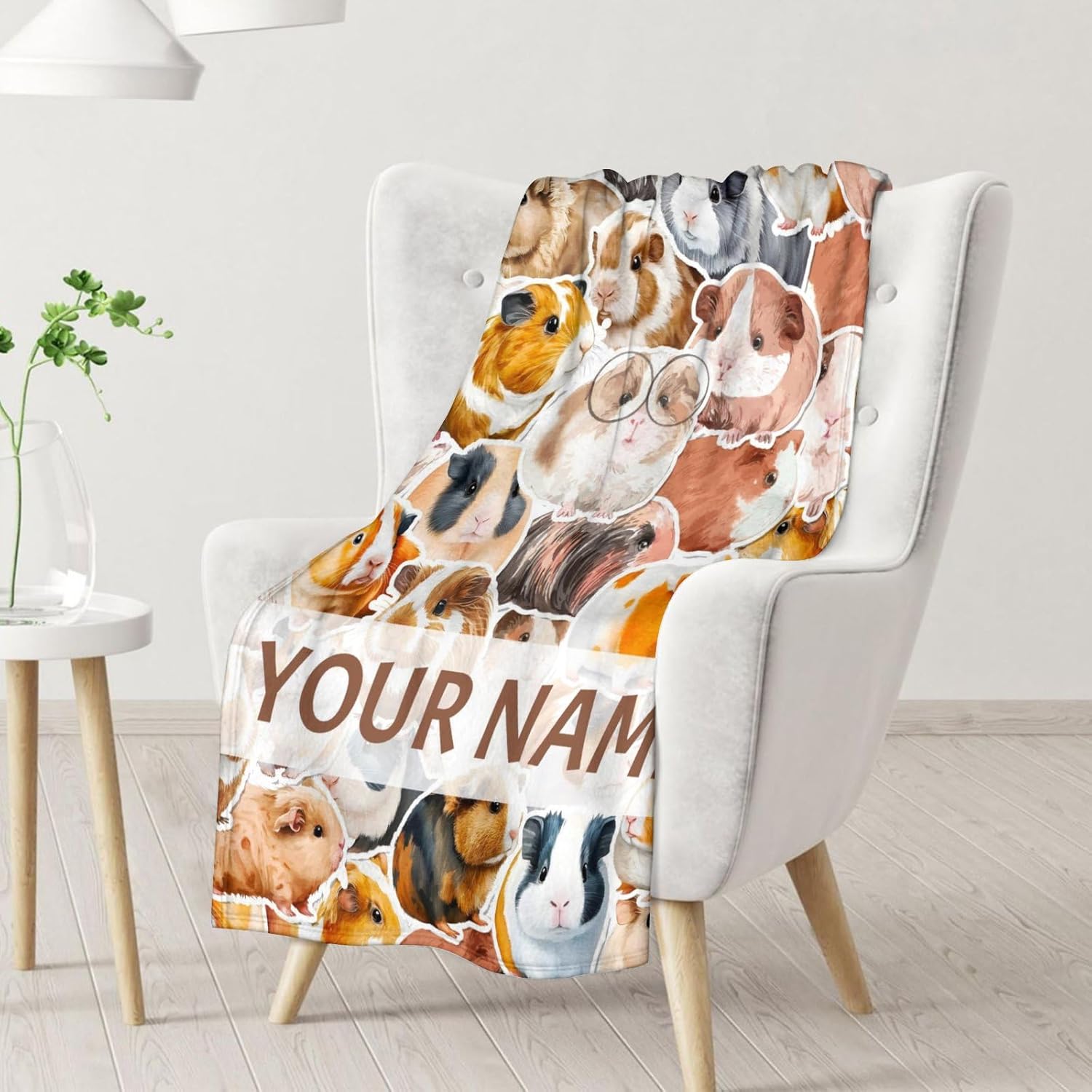 Personalized Guinea Pig Blanket with Name - Soft, Fuzzy & Warm - 60"x80" Twin Size Blanket for Bed, Couch & Living Room - Colorful Cute Throw Gifts for Adults, Kids