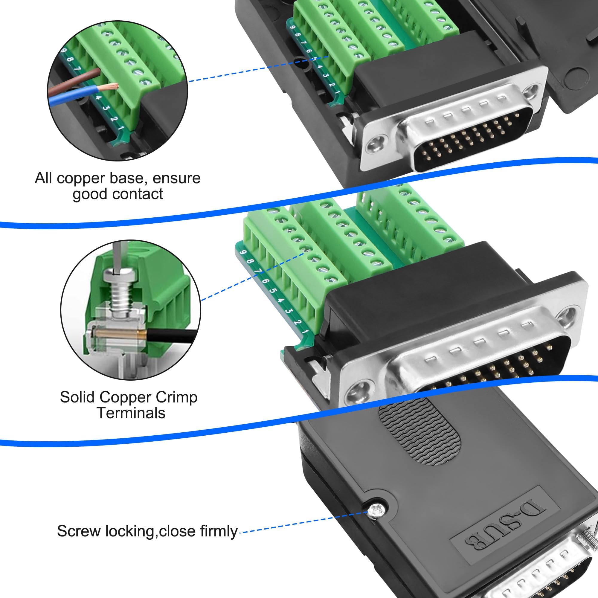 XMSJSIY DB26 wtyczka bezlutowna Breakout adapter RS232 D-SUB 26 pin szeregowy do PCB Terminal Block Moduł Board do okablowania DIY