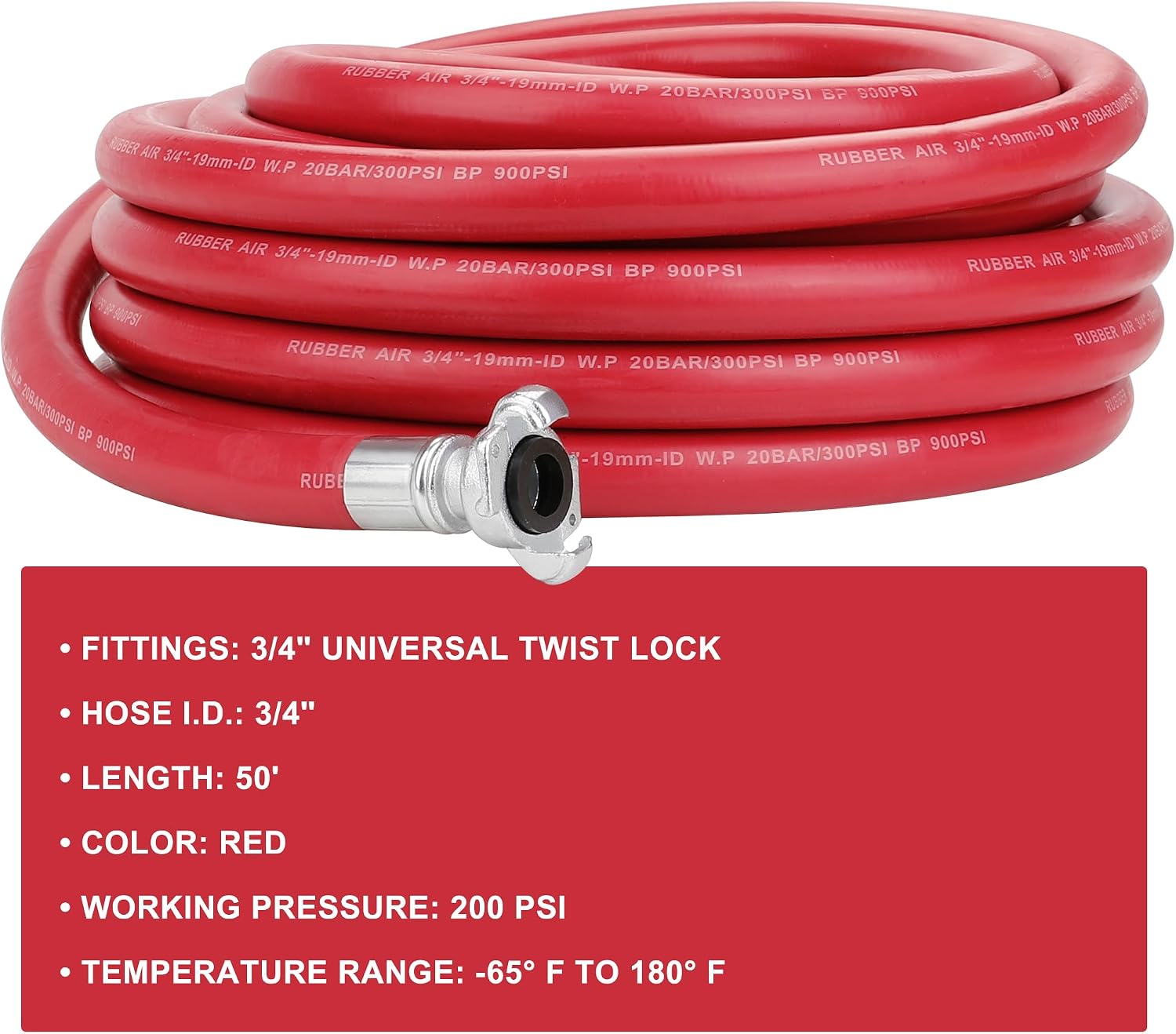 WYNNsky 3/4 Jack Hammer Air Hose with Universal Chicago Couplings