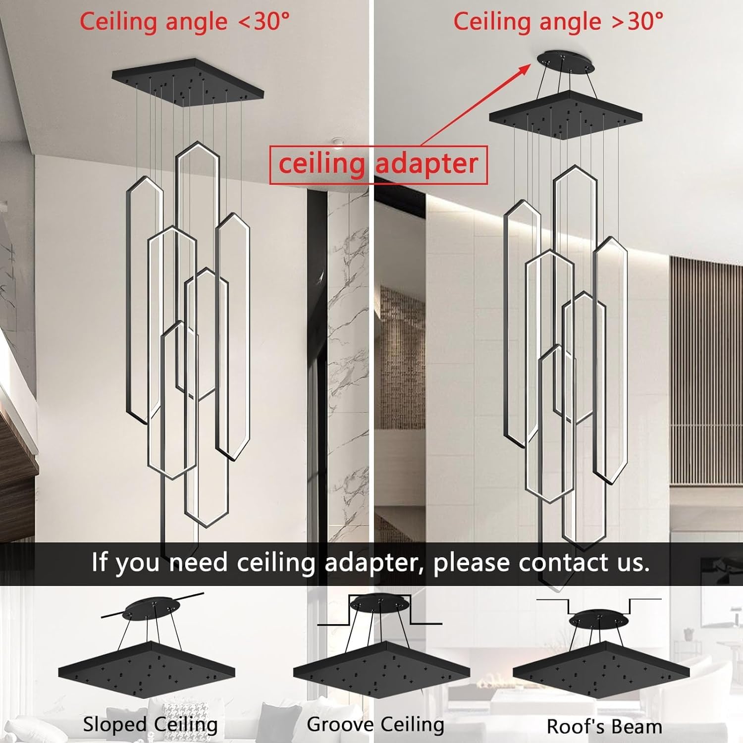 Lámpara colgante Grande de escalera LED de aluminio con Forma geométrica, lámpara de Mesa de comedor, regulable, altura Ajustable, combinación de techo, Sala de estar, Villa, Hote