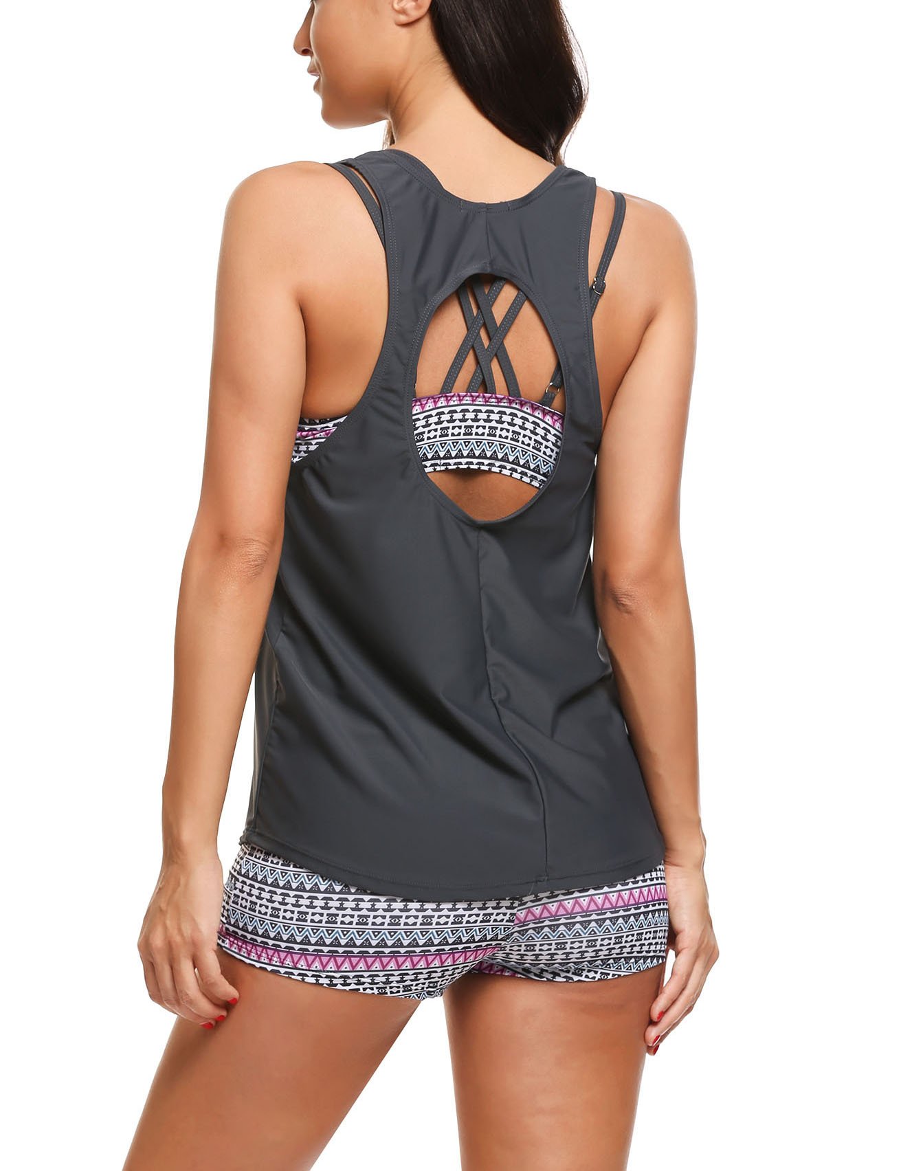 AI'MAGE Tankinis damska moda kąpielowa, sportowa koszulka kąpielowa, zestaw tankini, trzy sztuki
