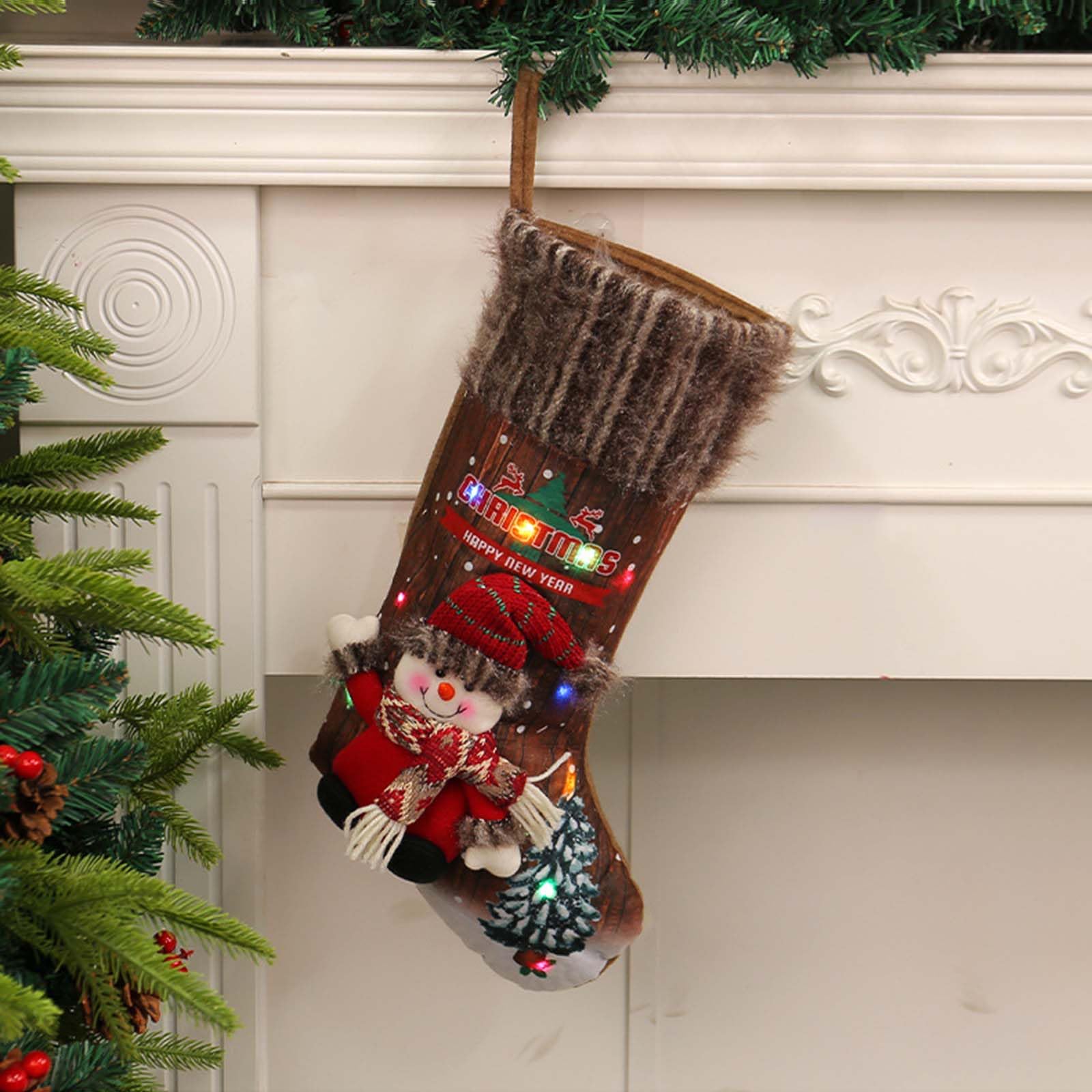 Chaussettes de Noël à LED à suspendre - Bas de Noël - Bottes de Noël - Décorations de cheminée - Bas de Noël à LED