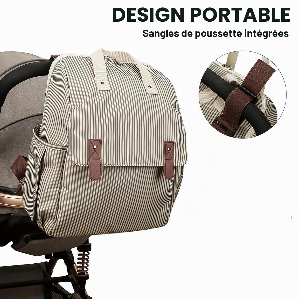 SONARIN Polyvalent Sac à Dos à Langer pour Bébé,Multifonctionnel Sac à Langer Bandoulière Bébé Sac de Maternité Sac à Couches de Voyage avec Matelas à Langer & Sac à Bouteille