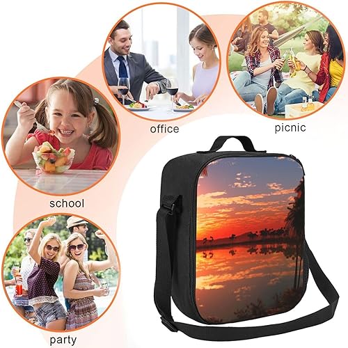 Miniatura 4 de Lonchera para hombres y mujeres, con estampado de puesta de sol, bolsa de almuerzo aislada reutilizable portátil