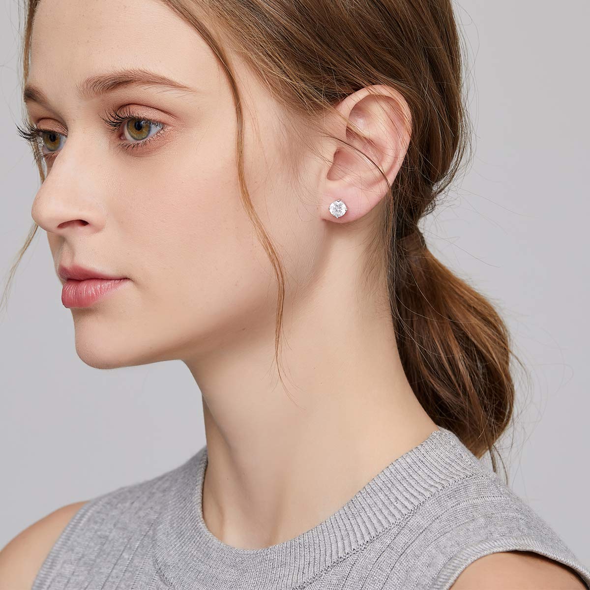 Jiamiaoi Orecchini Uomo Orecchini Uomo Diamante 3mm-8mm Orecchini Argento 925 Per Donne e Uomini Placcati In Oro Bianco 18 Carati