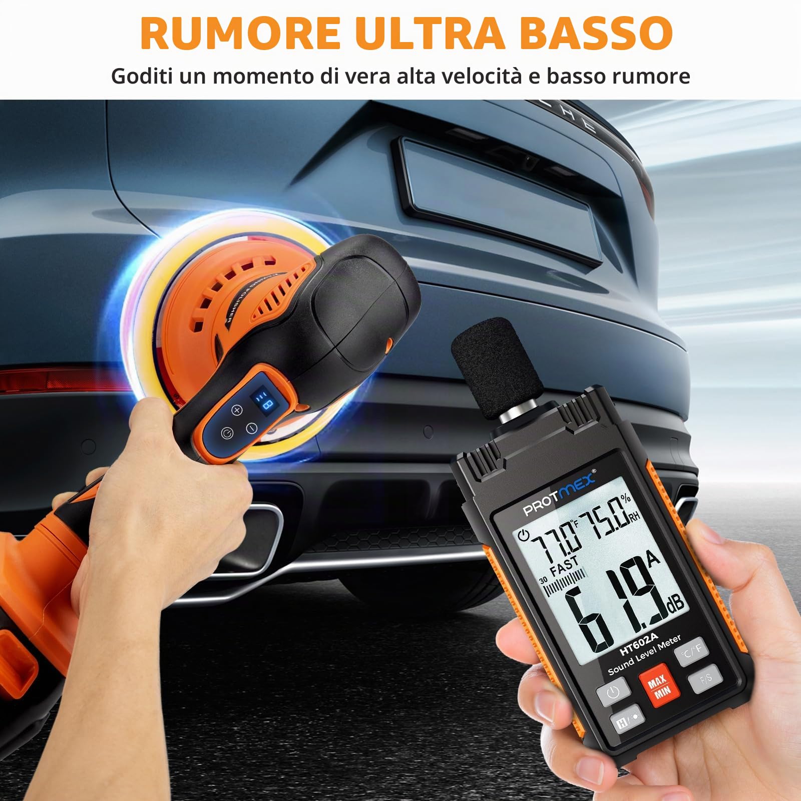 Lucidatrice per auto senza fili, kit per lucidatura con batterie da 21 V 4,0 Ah, lucidatrice orbitale con 8 lucidatrici touch screen da 6" variabili per dettagli auto/rimozione graffi