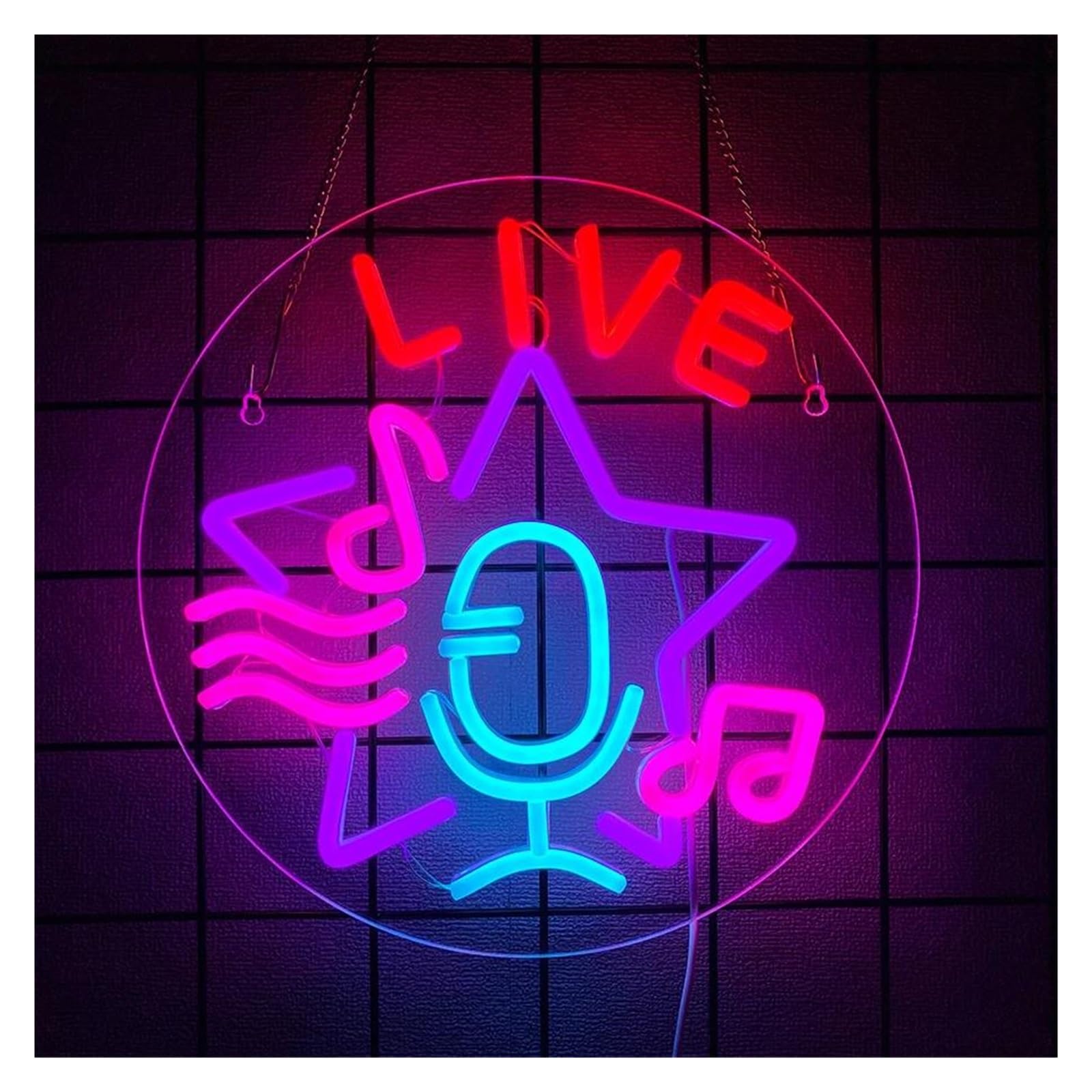LEMST Sign Lamp Guitar Music Neon Sign Light Dimmable USB Powered for Bedroom Studio Bar Club Party Birthday Art Decor Rock Night Lamp 30cmx30cm