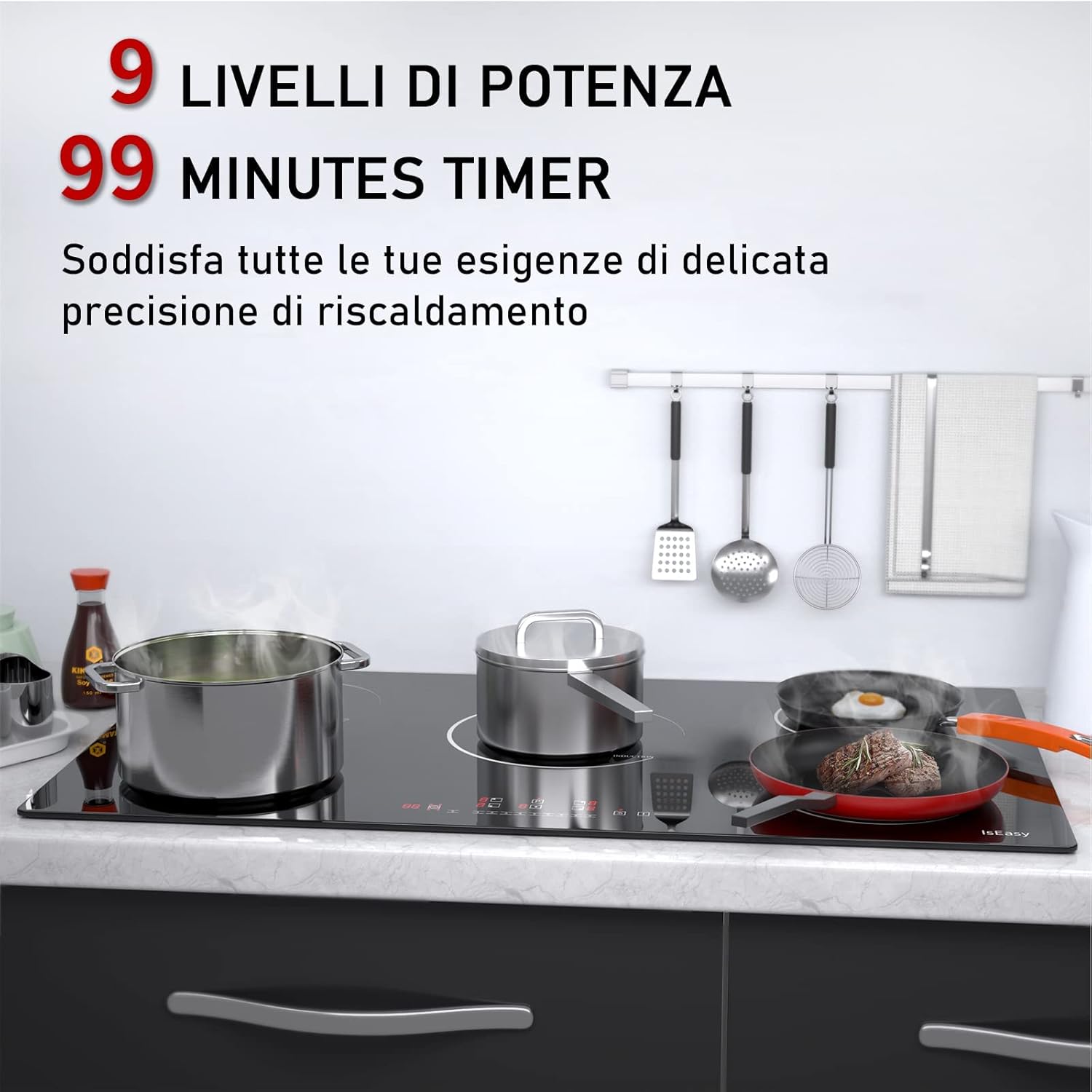 Piano Cottura Induzione, Piano Cottura Incorporato in Vetroceramica Integrato Con Sensore Controllo Touch, Nero (9300W - 5 Fuochi - 90CM) Piano Cottura Induzione, Piano Cottura Incorporato in Vetroceramica Integrato Con Sensore Controllo Touch, Nero (9300W - 5 Fuochi - 90CM)