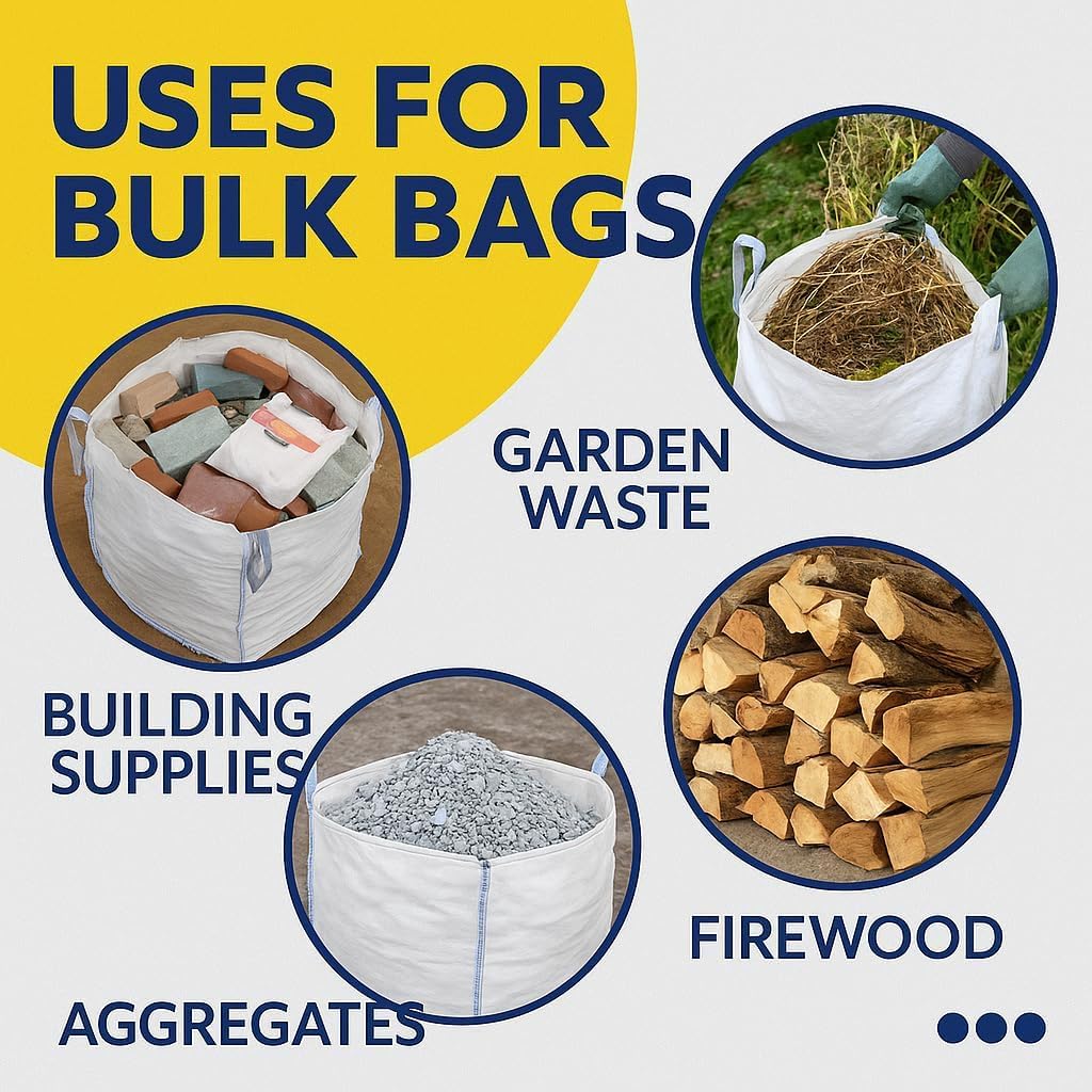 Lot de 5 sacs en vrac FIBC de 1/2 tonne, solides pour déchets de jardin, matériaux tissés industriels