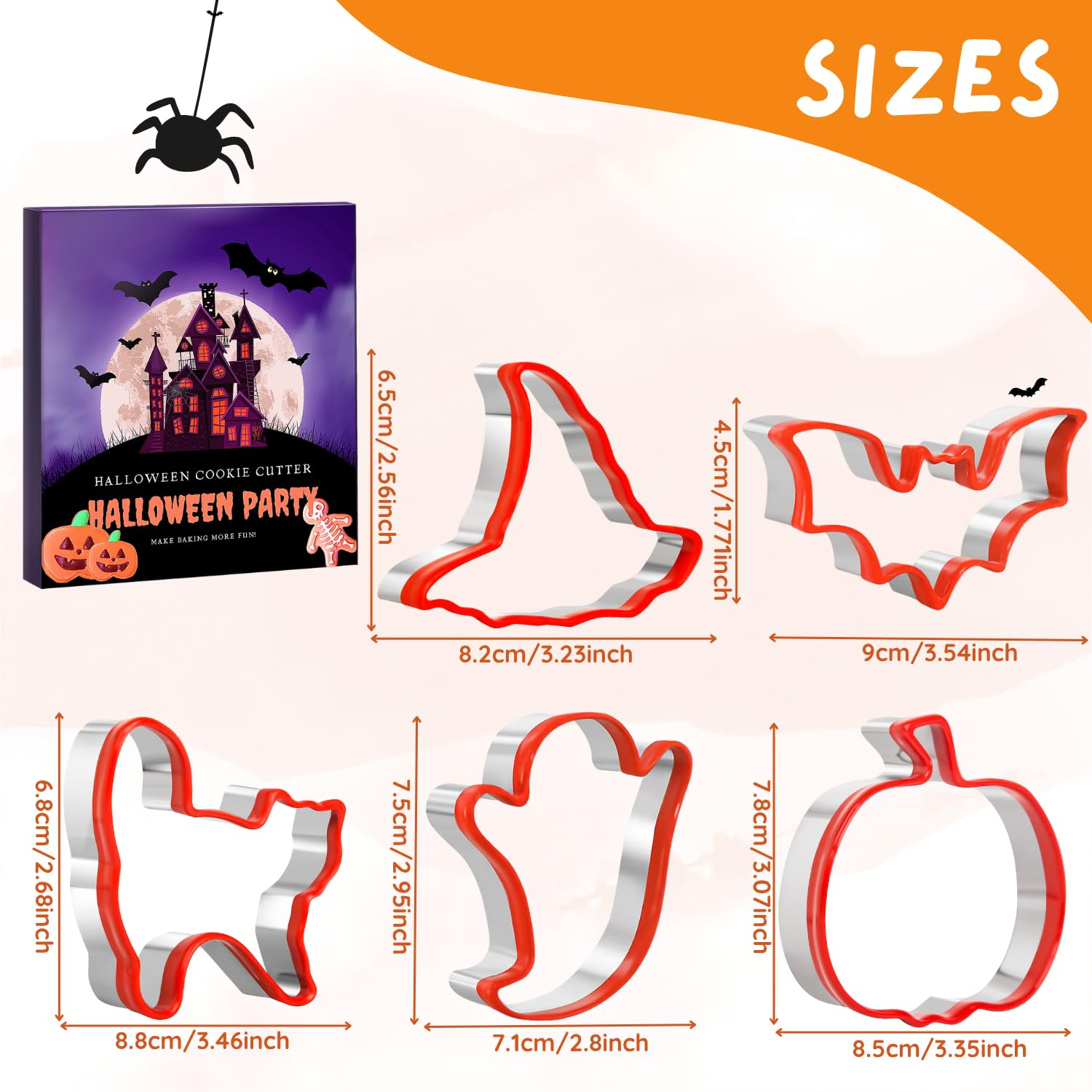 Lot De 10 Emporte-pièces Halloween – Acier Inoxydable, Formes Chauve-souris, Citrouille, Chat, Fantôme, Etc. - 8