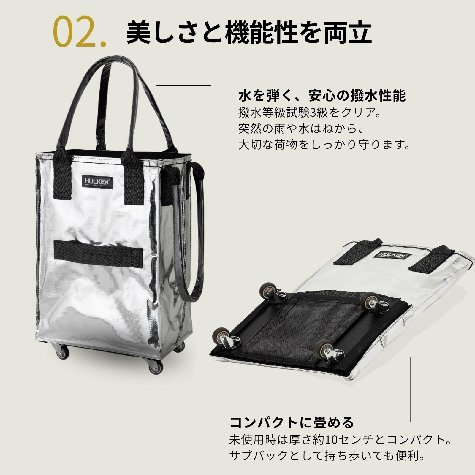 新品未使用HULKEN BAG Sサイズ　キャリー機内持込OK スーツケース Amazon.co.jp: HULKEN （ハルケン） シルバー S 再利用可能な食料品