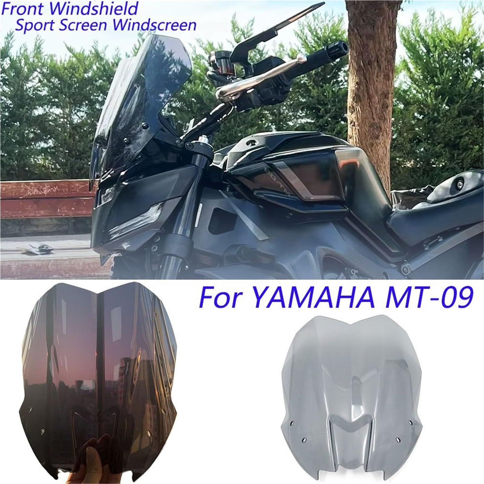 Deflektor motocykla Pasuje do YAMAHA Pasuje do MT-09 MT09 SP 2024 2025 Przednia szyba sportowa Deflektor szyby przedniej Akcesoria motocyklowe spojler przedłużający szyba przednia(Black)