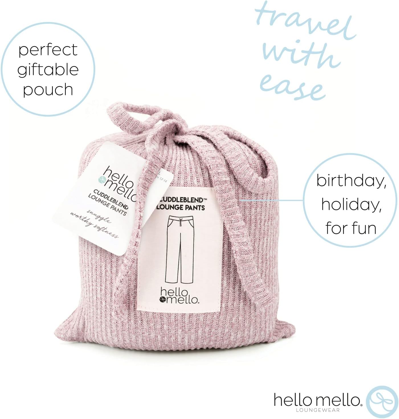 Hello Mello CuddleBlend Women’s Comfortable Lounge Wide Leg Pajama Pants Elastic Waistband With Side Pockets - Image 4