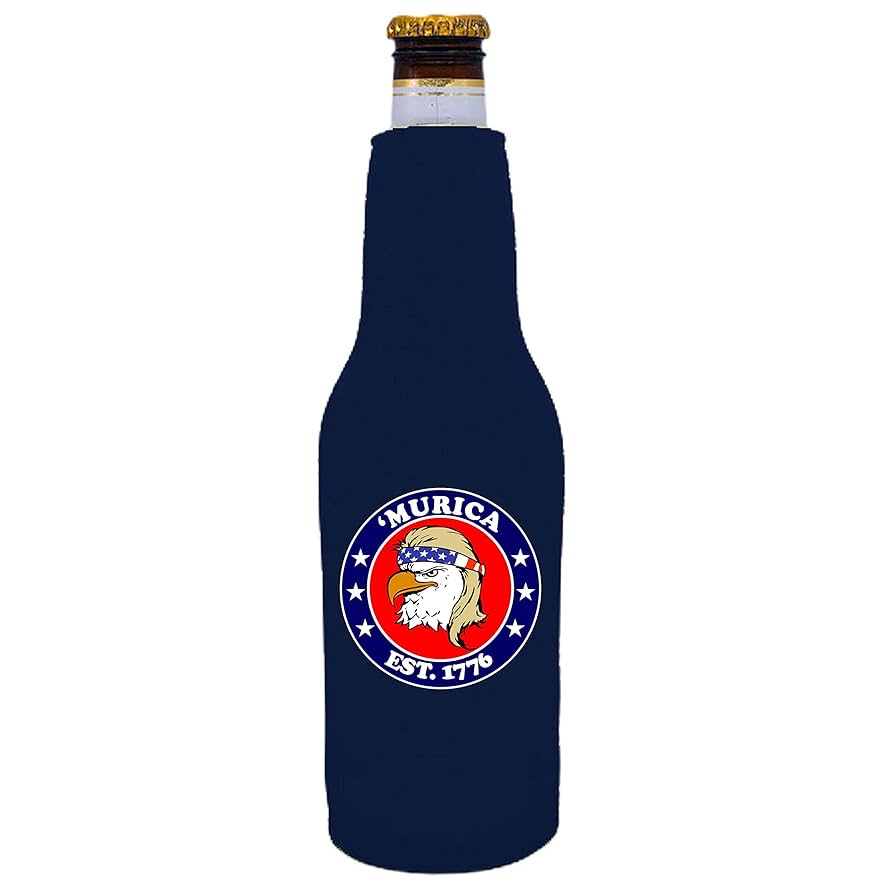 Amazon.com: Murica 1776 Beer Bottle Coolie (Navy Blue, 1