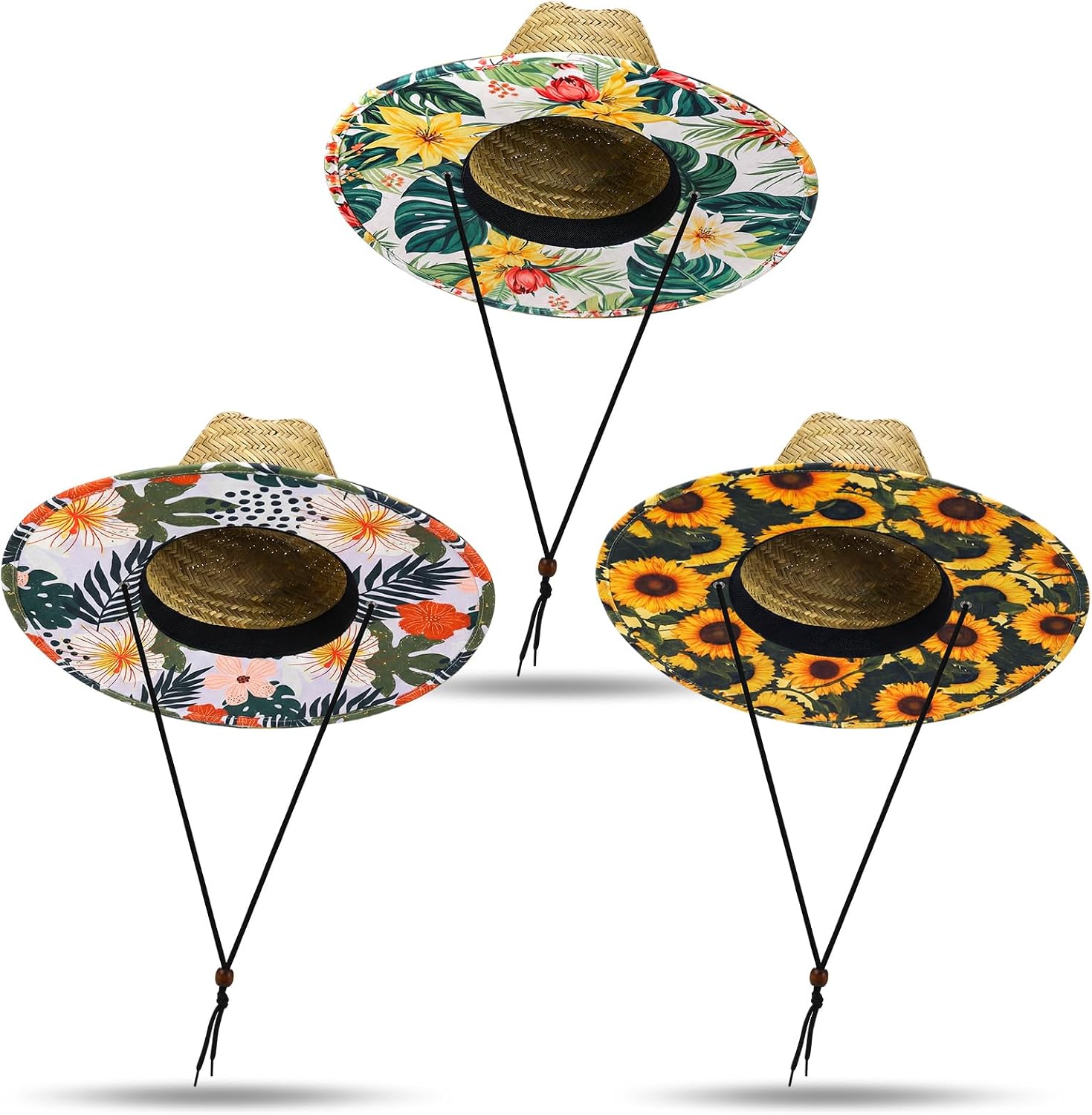 Didaey 3 Pcs Wide Brim Straw Hat for Men Sun Protection, One Size