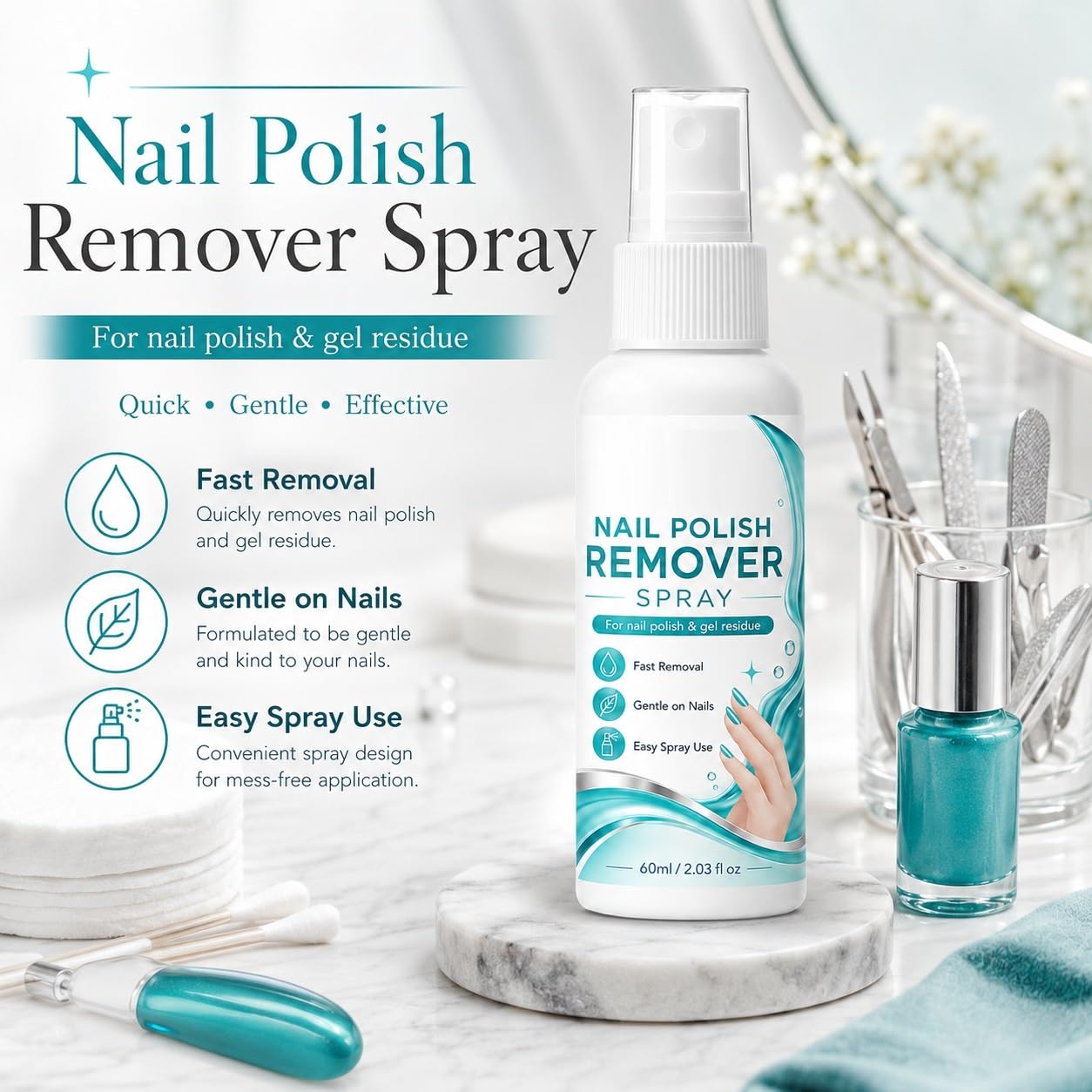 Nagellackentferner-Spray, schnell wirkender No-Soak Easy Polish. (8PCS)