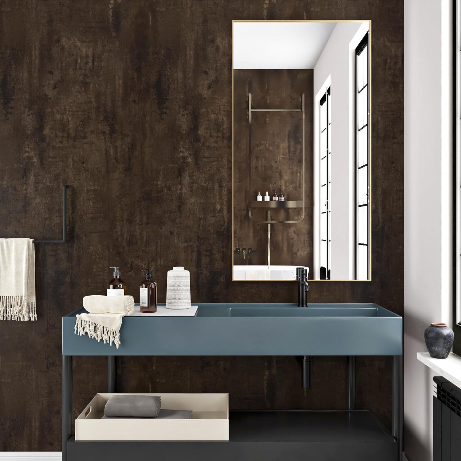 Wallercity Dark Brown Wood Contact Paper Wood Grain Peel and Stick Cement Wallpaper Self Adhesive Wallpaper Peel and Stick for Desk Countertops Vinyl 24''x118'' Renter Friendly Wallpapers for Wall