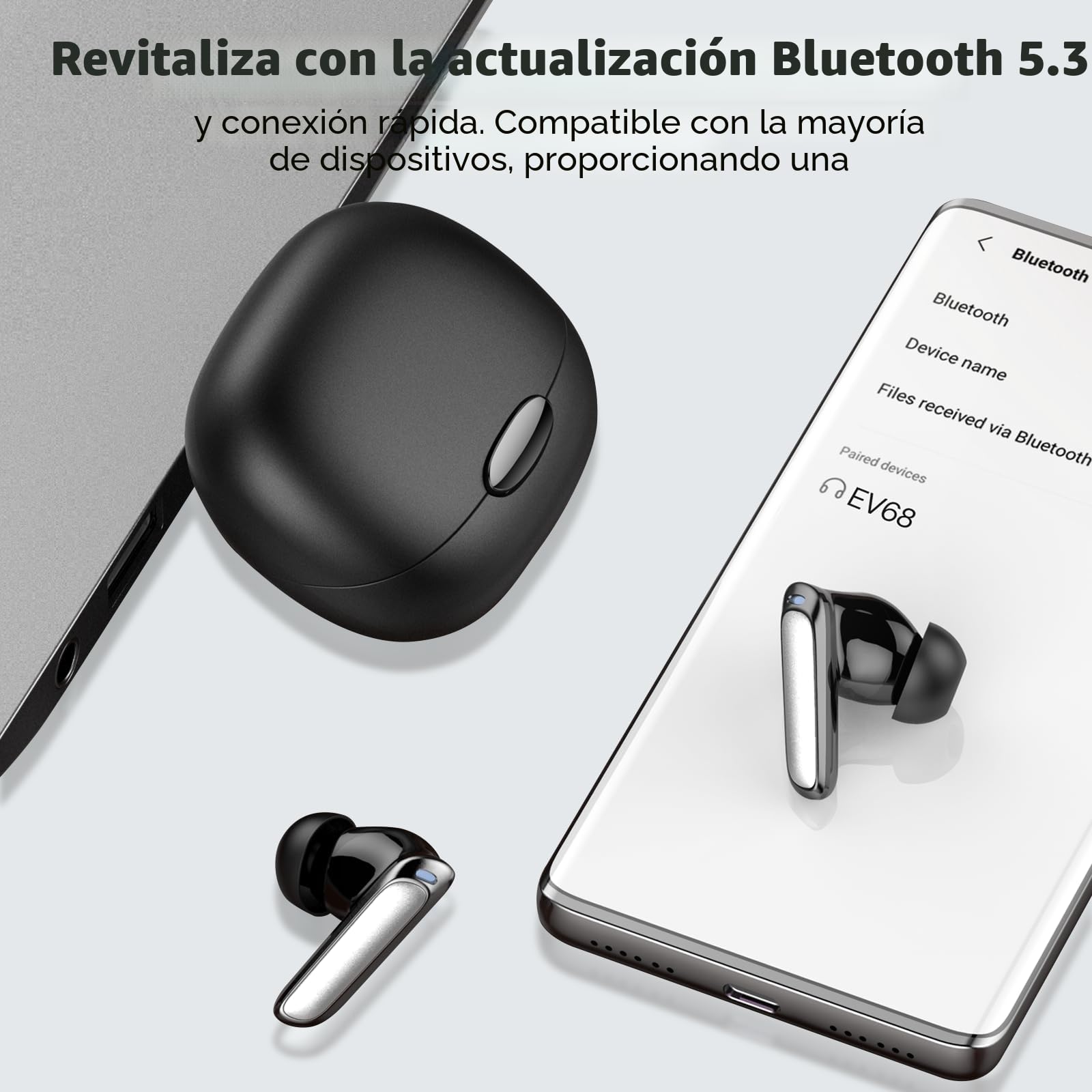 AI Auriculares traductor en Tiempo Real, 48H Auriculares Traductores de Idiomas con 164 Idiomas, 5 Modos de Traducción, Cascos Inalambricos Bluetooth 5.3 con ENC y App con Viajes/Negocios/Reunirse
