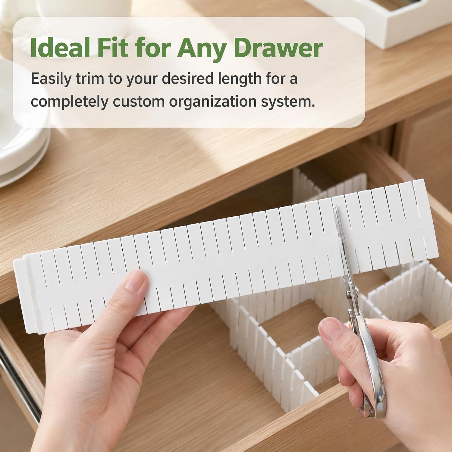 Adjustable Drawer Dividers, DIY Cut-to-Fit Organizers - White, 24 Pack