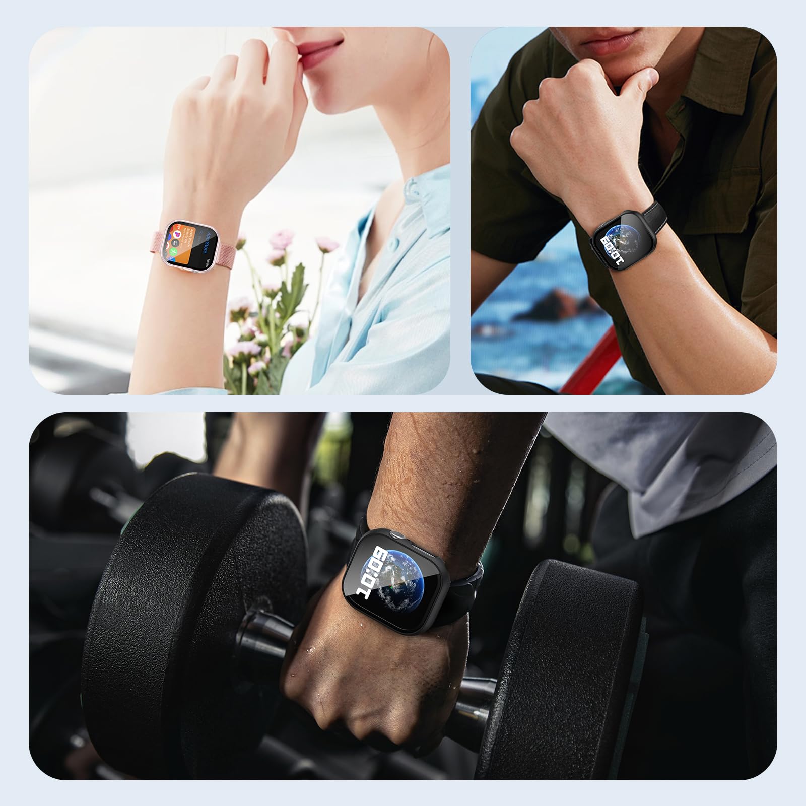 Custodia protettiva con pellicola protettiva compatibile con Apple Watch SE/6/5/4 40 mm,