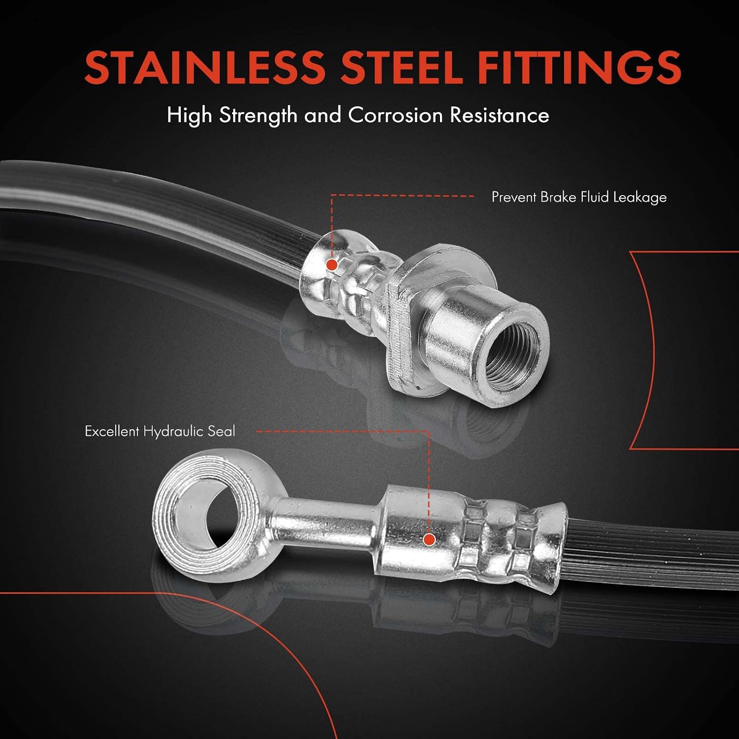 A-Premium Rear Driver Brake Hydraulic Hose Compatible with Honda Models - Prelude 1992 1993 1994 1995 1996 2.2L 2.3L - Replace# 01468SS0010