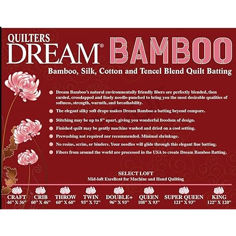 Quilters Dream Batting - King Bamboo/Silk Blend Midloft Quilt Batting