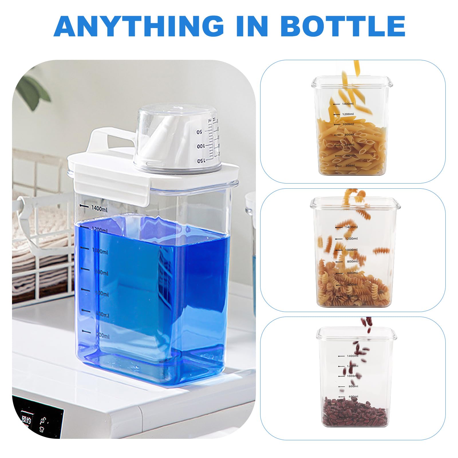 Dispenser Detersivo Lavatrice Da 1800ml - Contenitore Ermetico Con Misurino E Bilancia, Trasparente E Pratico - Foto 4