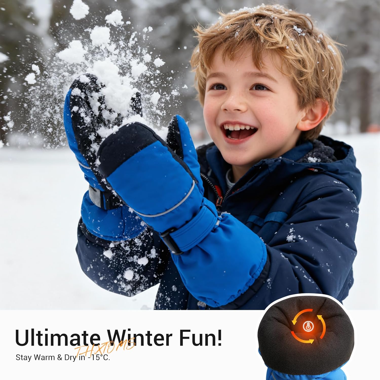 ThxToms Kids Ski Mittens Gloves, Toddler Snow Mittens Waterproof Winter Gloves Long Cuff for Boys Girls Skiing Snowboarding - Image 2