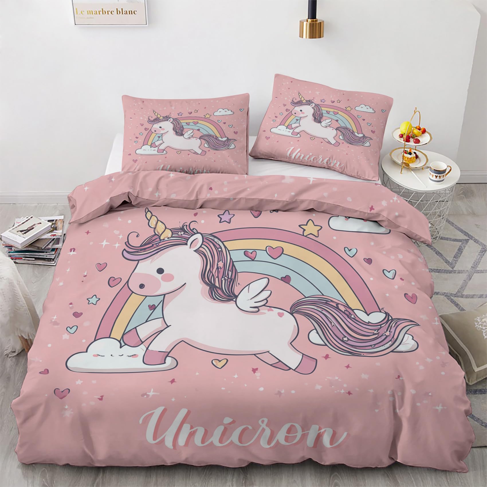 Housse de couette licorne 220x240, le cadeau d'anniversaire idéal pour filles mignonnes