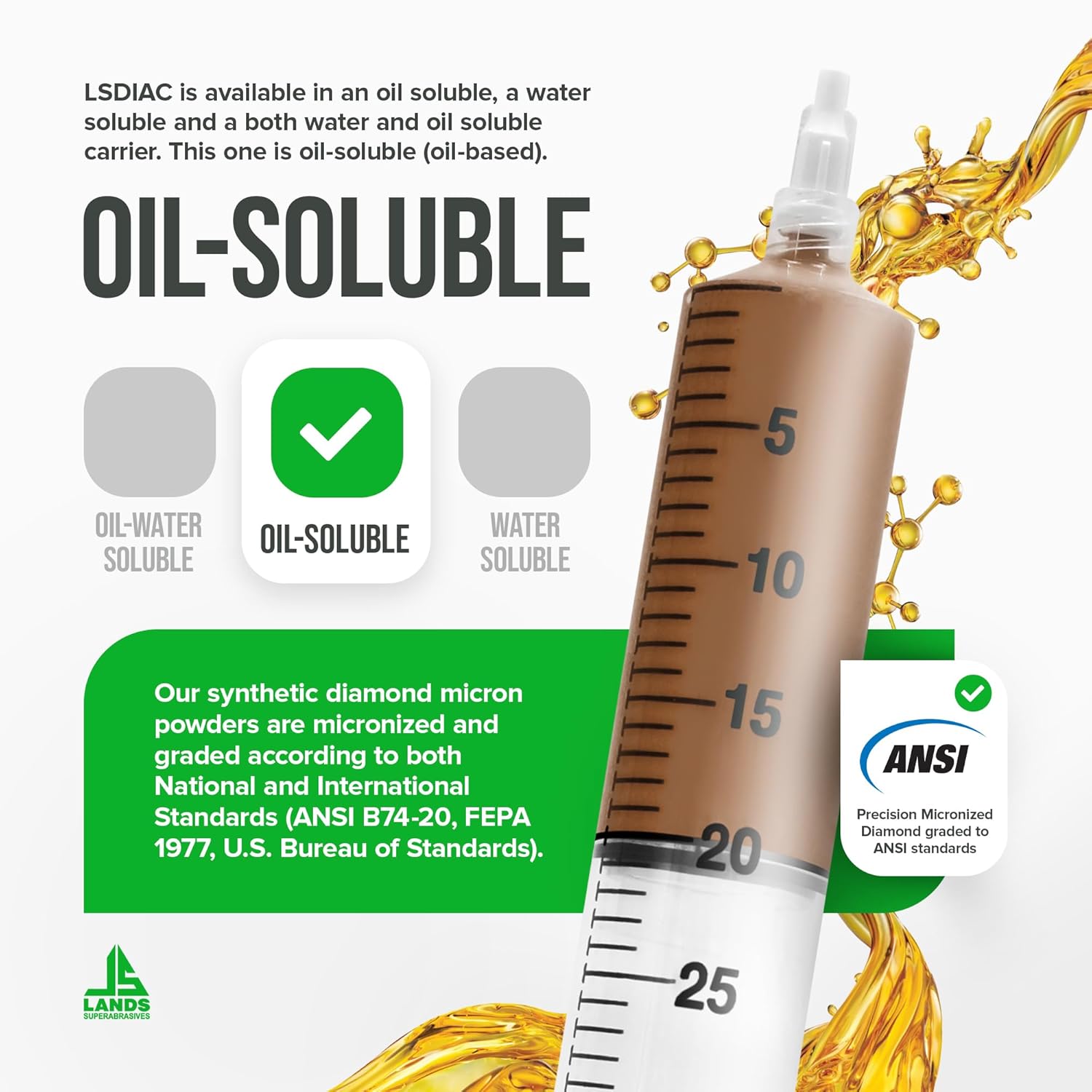 Oil-Soluble (Oil-Based) Diamond Polishing Compound - 400 Grit, 20g - LSDIAC-OM #45, Medium Concentration of Diamond Powder, LANDS Superabrasives (Brown 400 Grit/Medium Concentration)