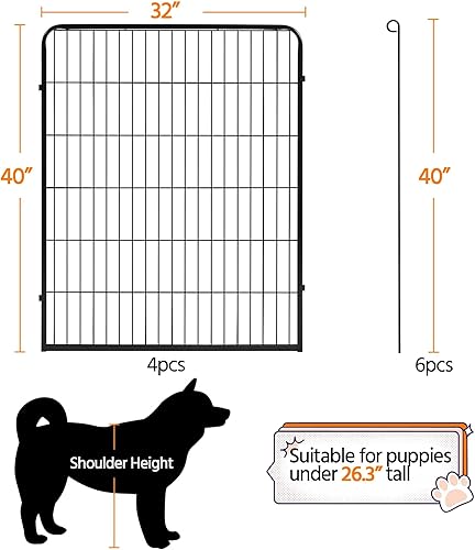 Vista 55 de Yaheetech - Corralito para perros, para uso en interiores y exteriores, valla de metal resistente para cachorros, corral de ejercicio para casa