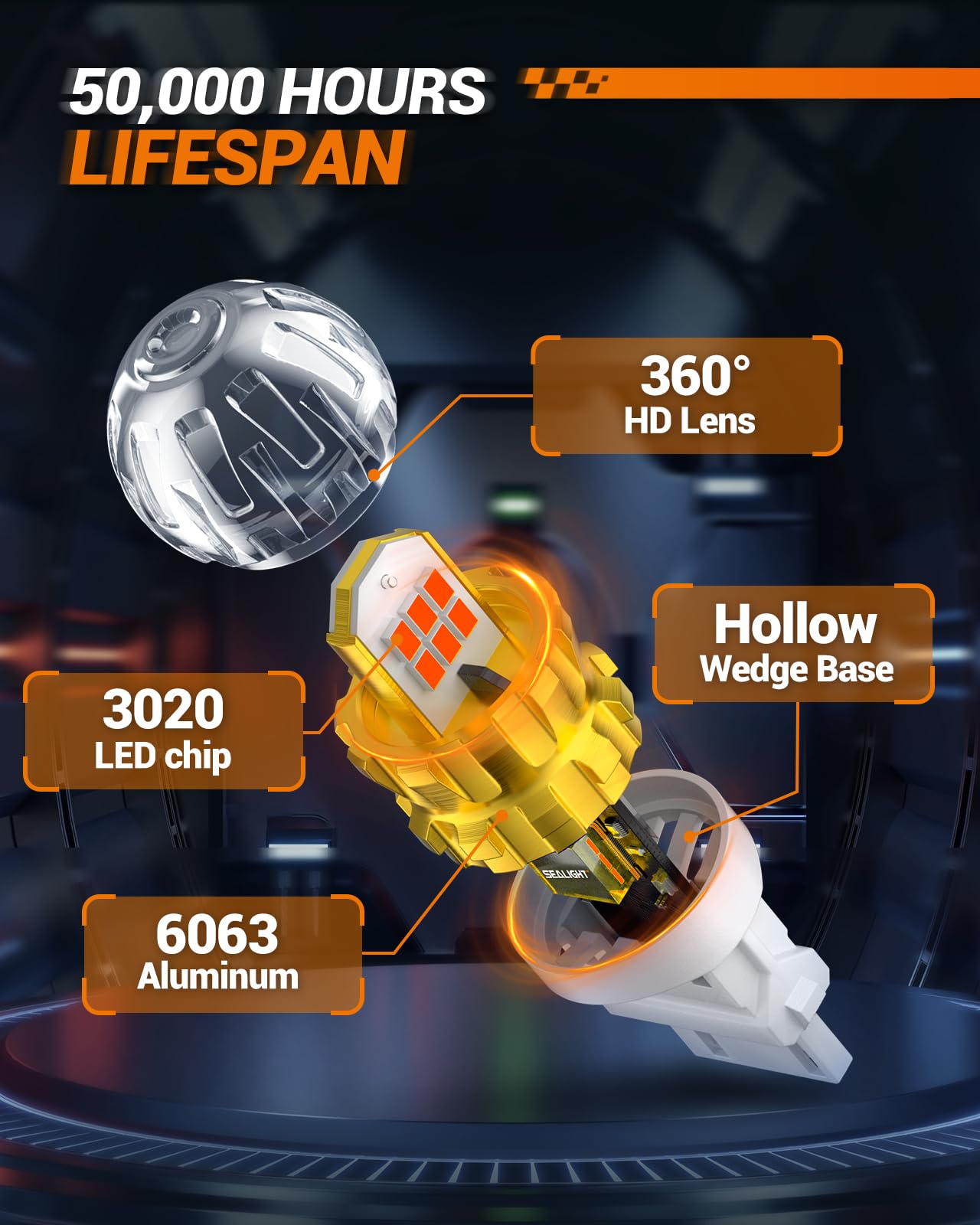 SEALIGHT SLJ3 3157/3156 Red LED Tail Brake Lights Bulbs 30W 3200LM With