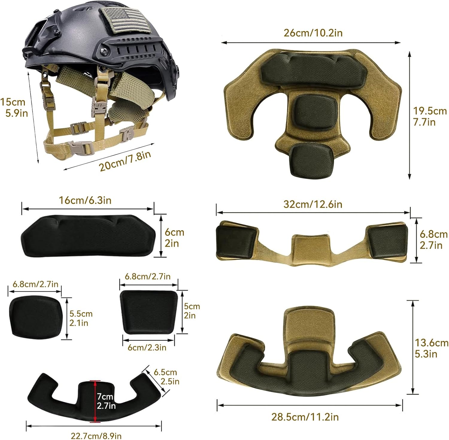 Tactical Helmet Padding Kit, Premium Interior Cushion System