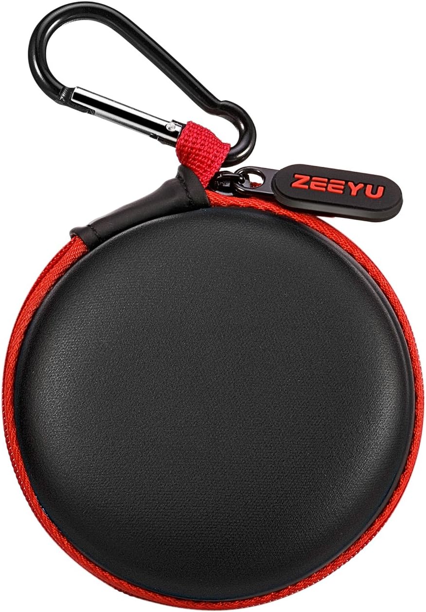 Earbud Case ZEEYU Hard Earphone Bluetooth Headphone Carrying Storage with Carabiner-Red