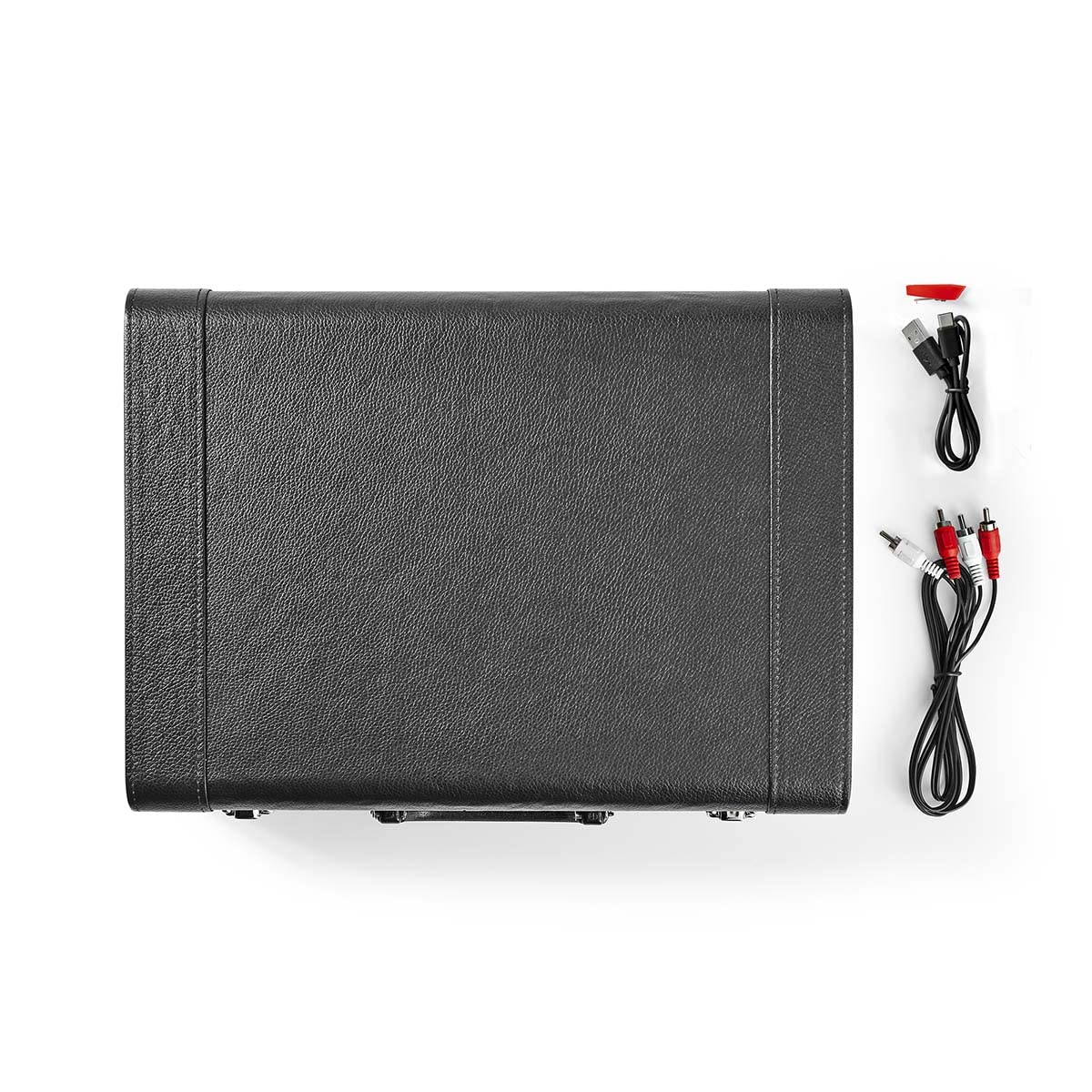 Giradischi - 33/45/78 giri/min - Trasmissione a cinghia - 1x Stereo RCA - 18 W - Amplificatore incorporato (anteriore) - MDF/PU - Rosso/Nero