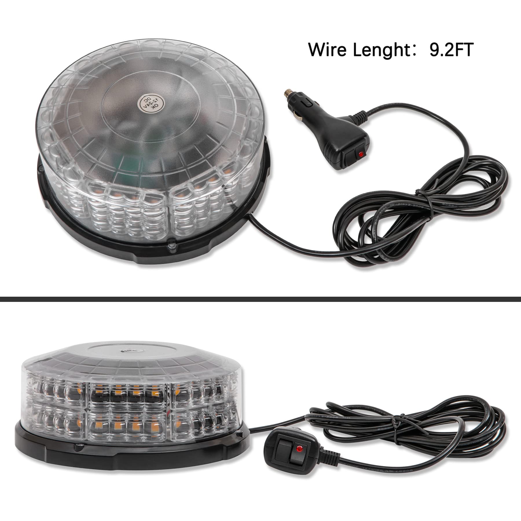 Lampeggiante Trattore LED 12V-24V, Luce di Emergenza Arancione Magnetica con 64 LED, Luce Stroboscopica da Tetto, 12 Modalità per Auto, Camion, Furgoni e SUV