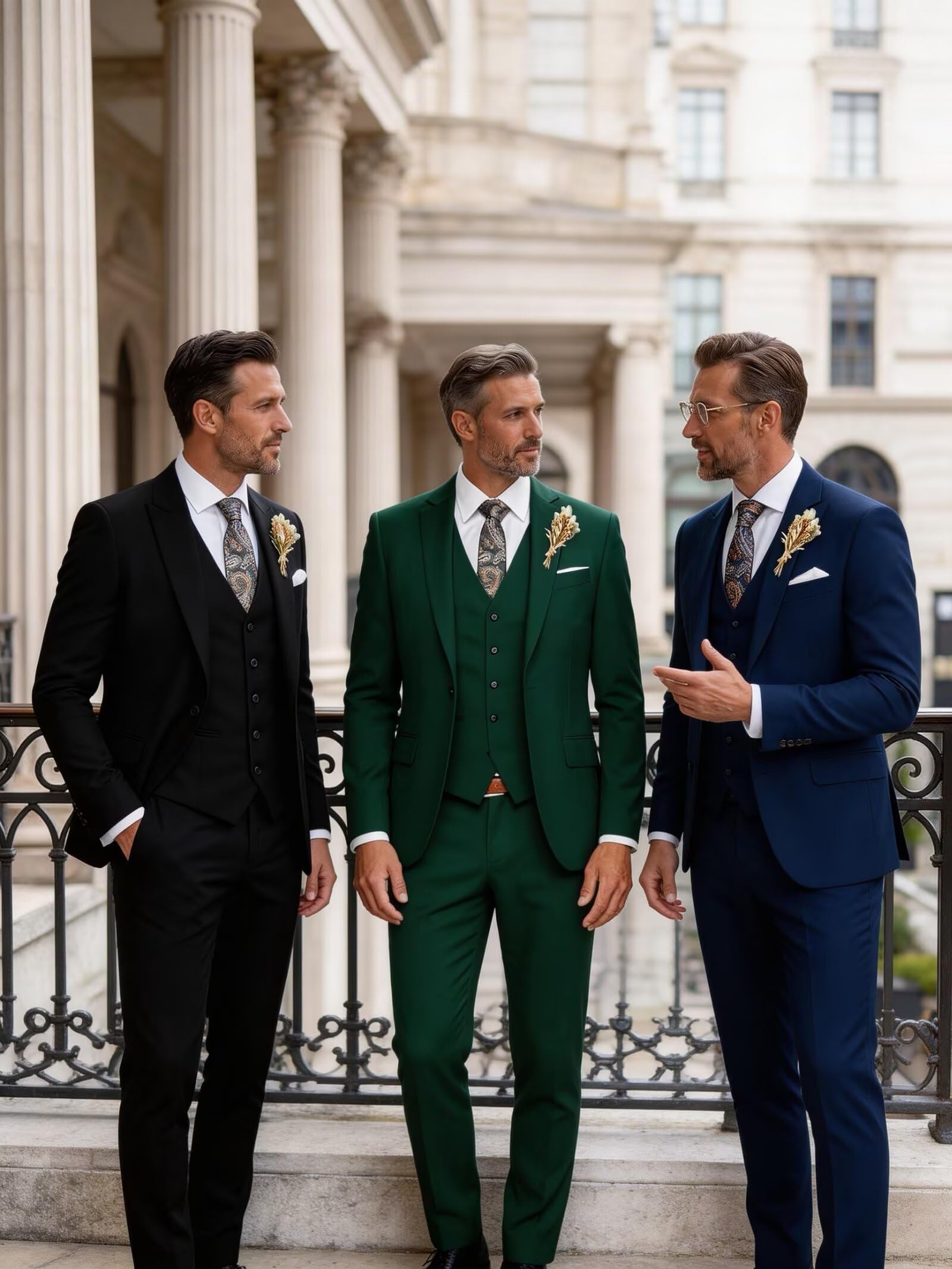 Wangyue Costume 3 pièces pour homme, coupe ajustée, style formel/professionnel pour mariage, bal de promo et dîner