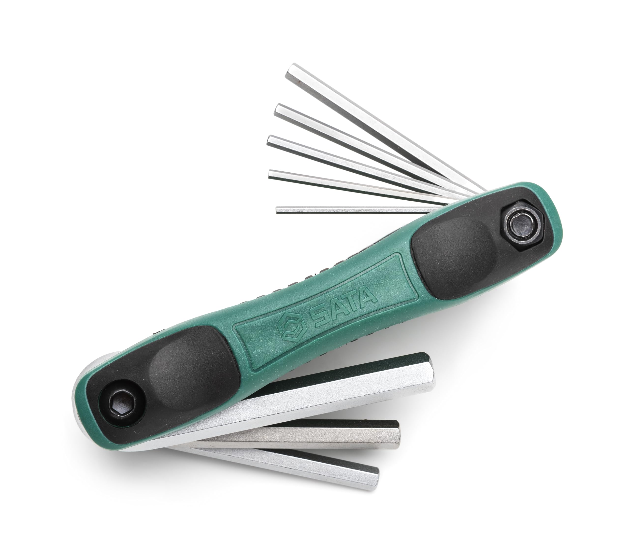 SATA 8-Piece Metric Folding Hex Key Set with Alloy Steel Construction and Ergonomic Dual Material Comfort Grip - ST09121SJ