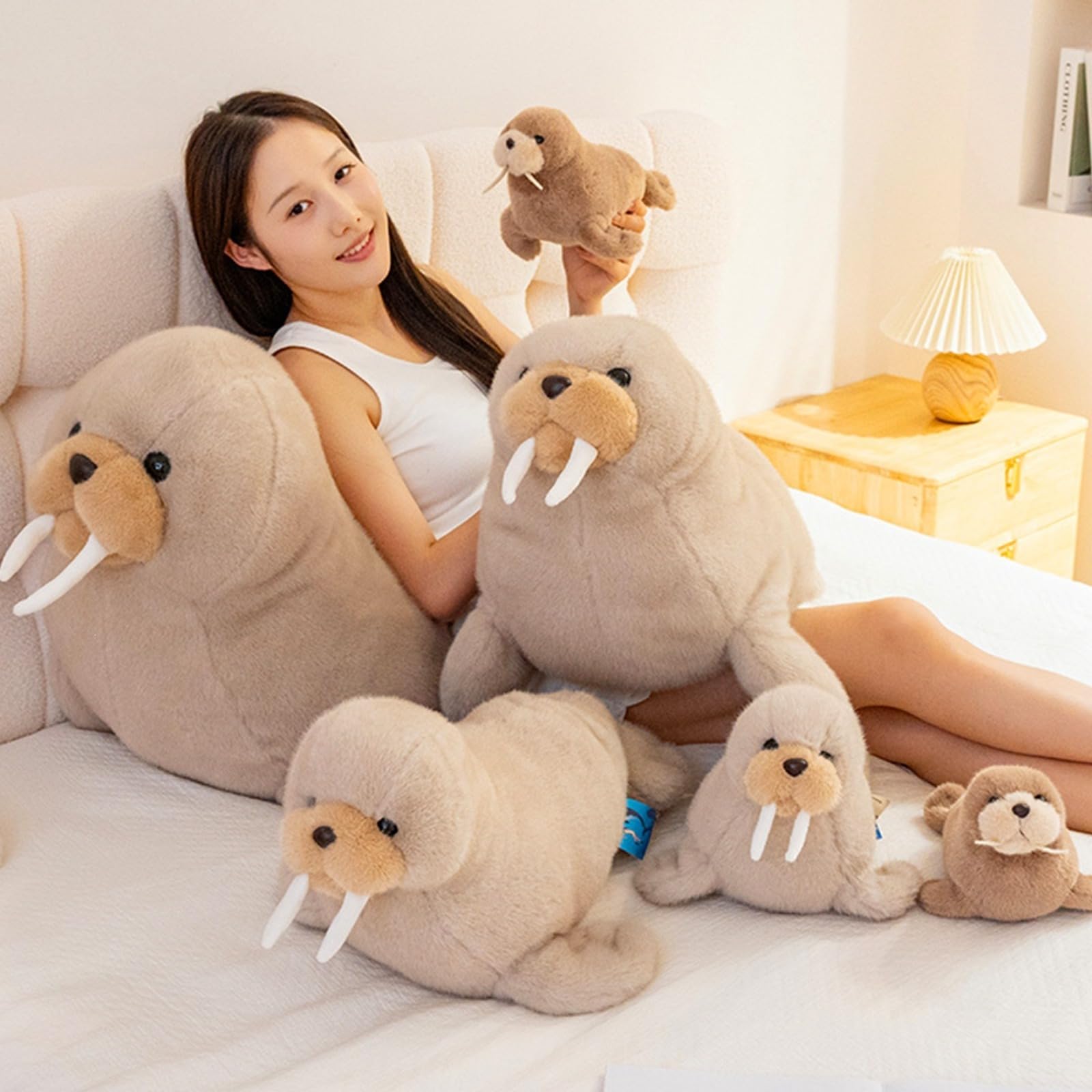 Walross plüschtier,Kuscheltier Robbe, Ozeane Plüschtier Puppe,Süße Plüsch Puppe Kissen,Walross Puppe für Jungen und Mädchen (70cm)