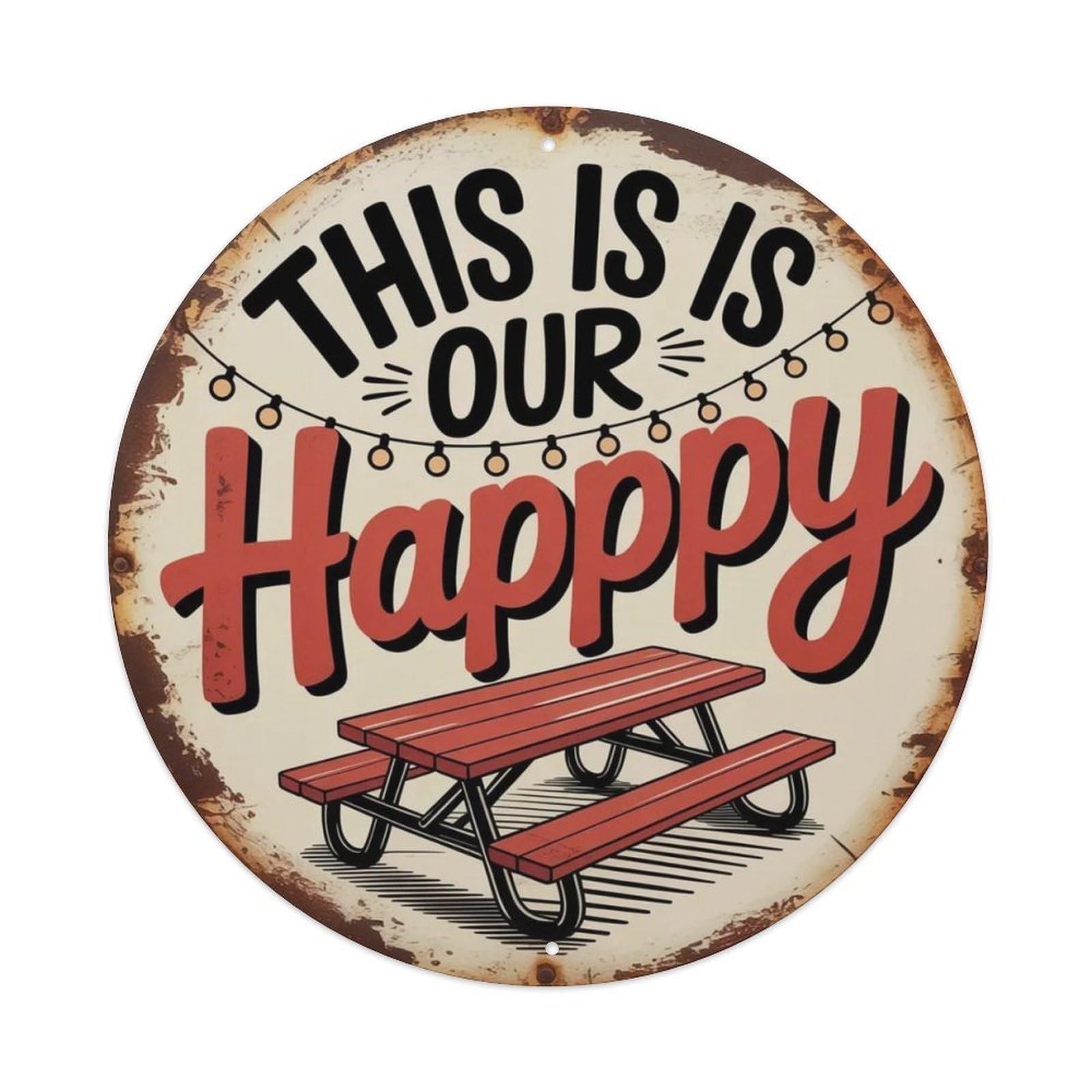 Lvalogy Style Backyard Happy Place Metal Tin Sign Plaque