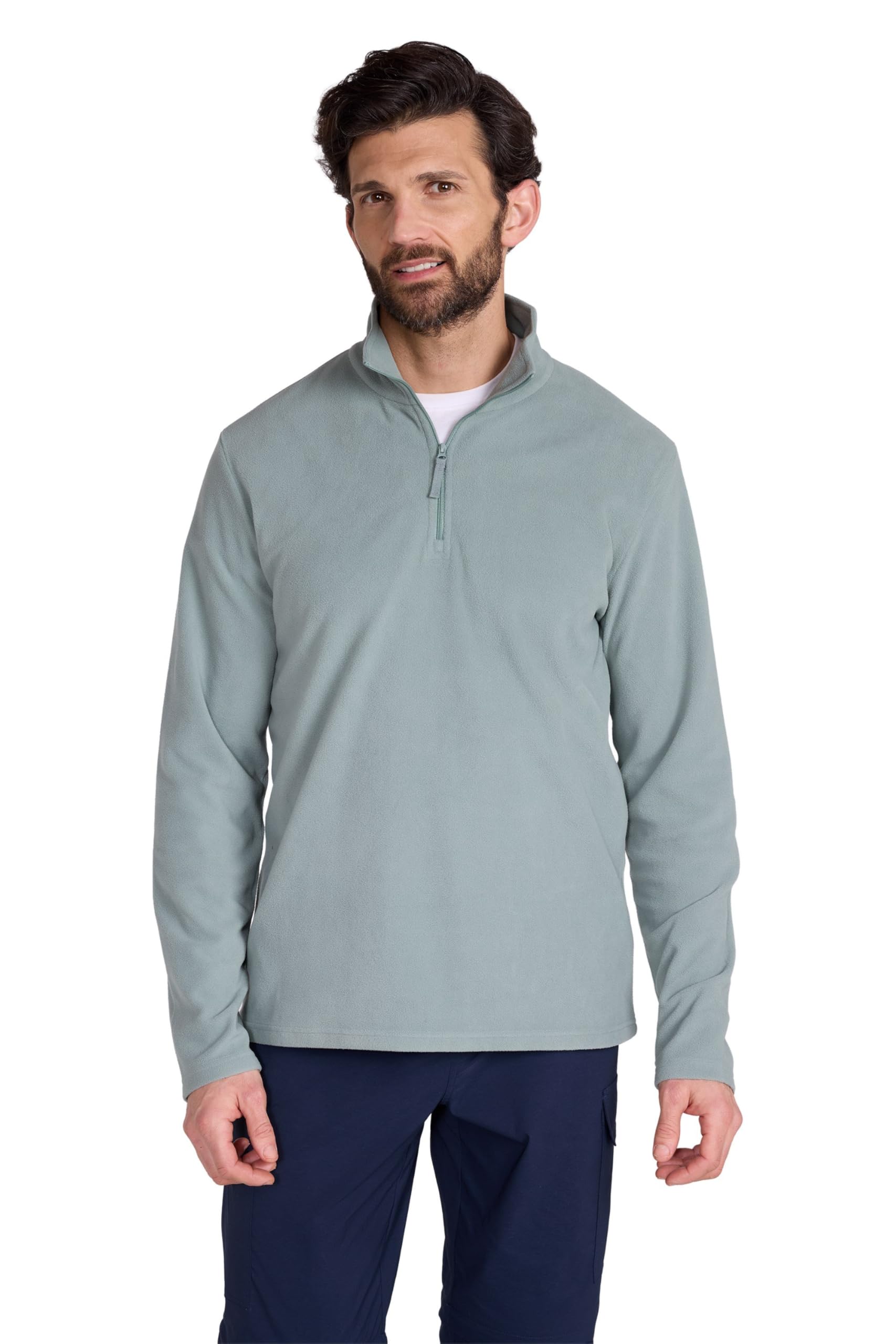 Mountain Warehouse Camber II Mens Half-Zip Fleece -Lightweight & Anti-pill Microfleece - Travel Pale Green 3XL