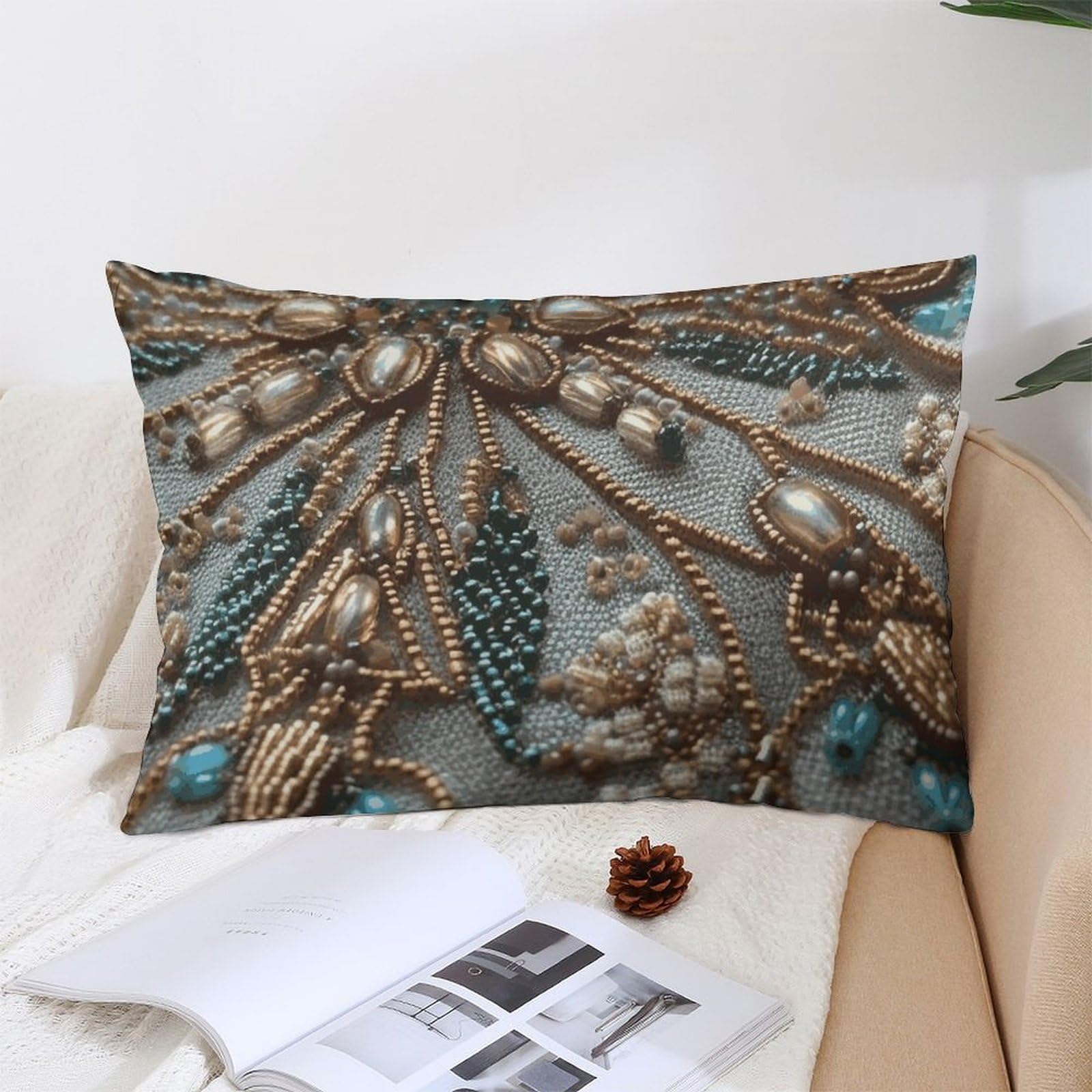 NTVOWPZO Decoration Throw Pillow Covers 12 "x20 Pillowcases Covers Delicate Beadwork Soft Pillowcases Modern Farmhouse Home Decor Sofa Cushions Covers for Couch Bed Living Room