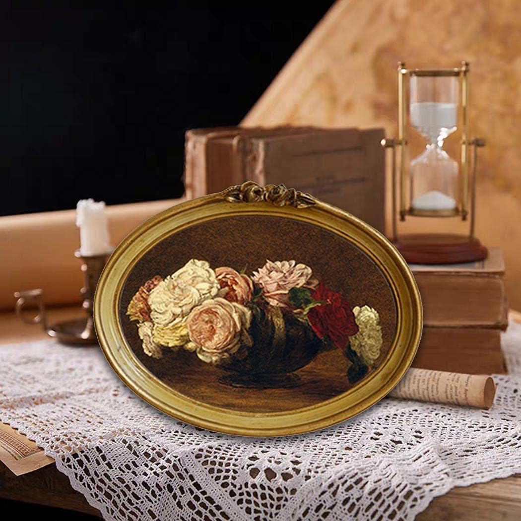 CISOO Vintage Oval Picture Frame 5x7 Antique Photo Frame Decorative Painting Table Top Display and Wall Hanging Home Decor, Ornate Photo Gallery Art, Bronze Gold