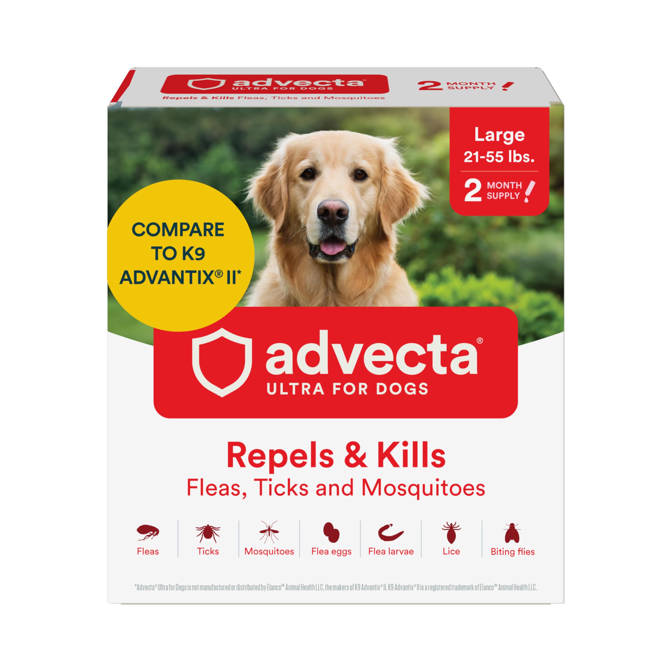 Advecta Ultra Flea and Tick Prevention for Dogs - Large Dog Flea and Tick Treatment & Control - Mosquito Repellent - Fast Acting Waterproof Topical