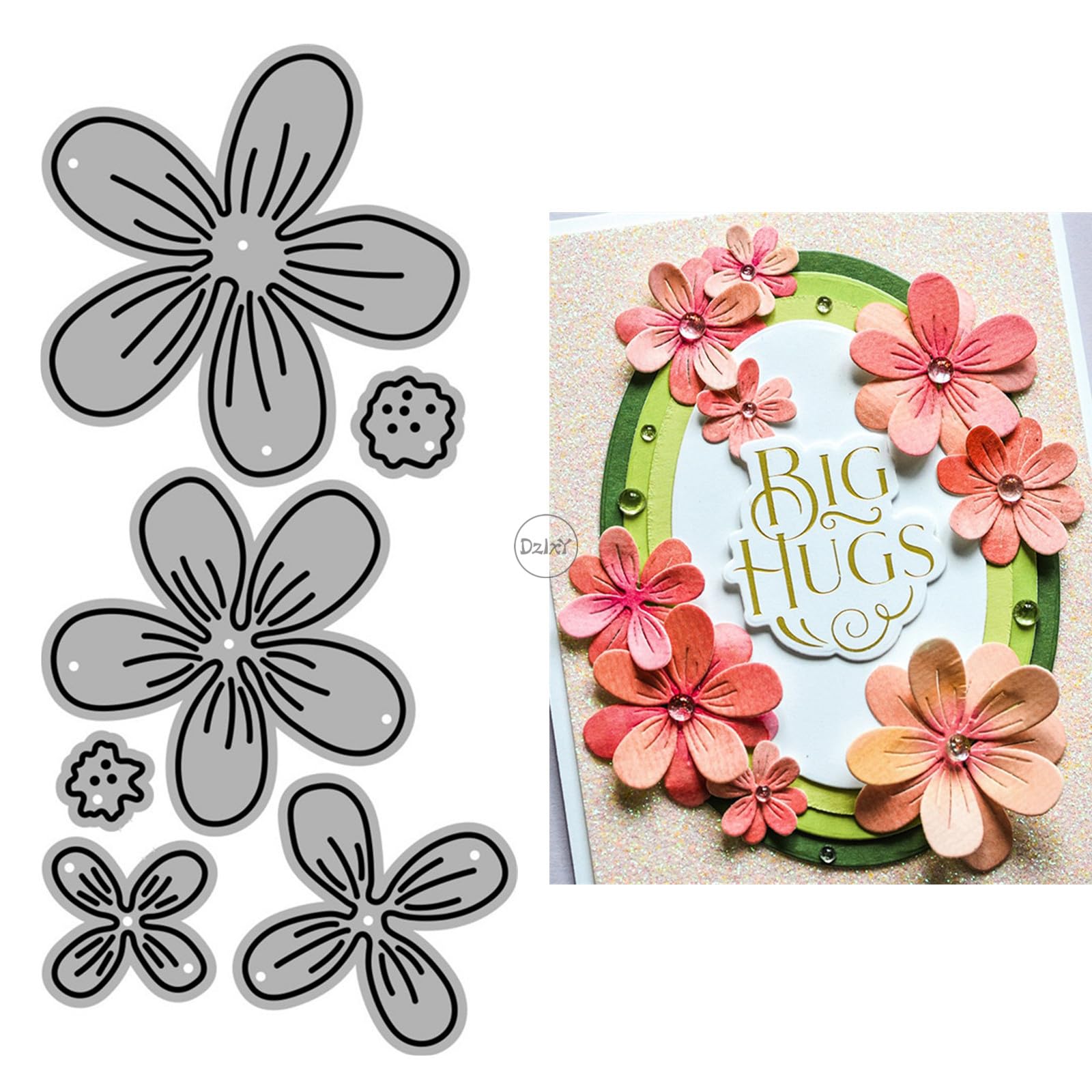 DzIxY Patchwork Flowers Stamens Metal Cutting Dies for Card Making Kit Embossing Paper Die Cuts Set Scrapbook Stencils Supplies Machine Templates