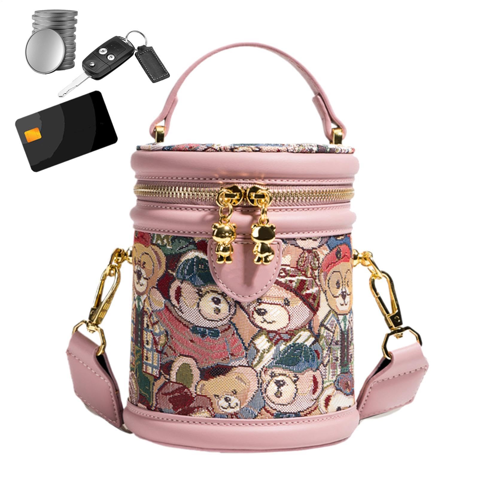 Generisch Bolso de hombro para mujer, piel sintética, diseño retro
