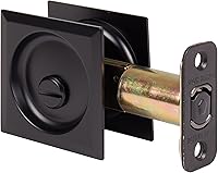 Vista 8 de Stone Harbor Hardware Cerradura de puerta de bolsillo cuadrada contemporánea, función de privacidad, fondo de 2-3/4", bronce vintage