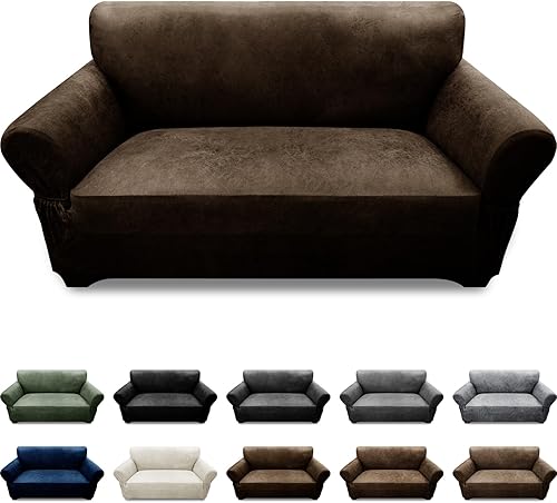 Miniatura 93 de Fundas para sillón con cojines en forma de T de 2 piezas, apariencia de cuero, funda para sofá, funda para silla, protector elástico para muebles,