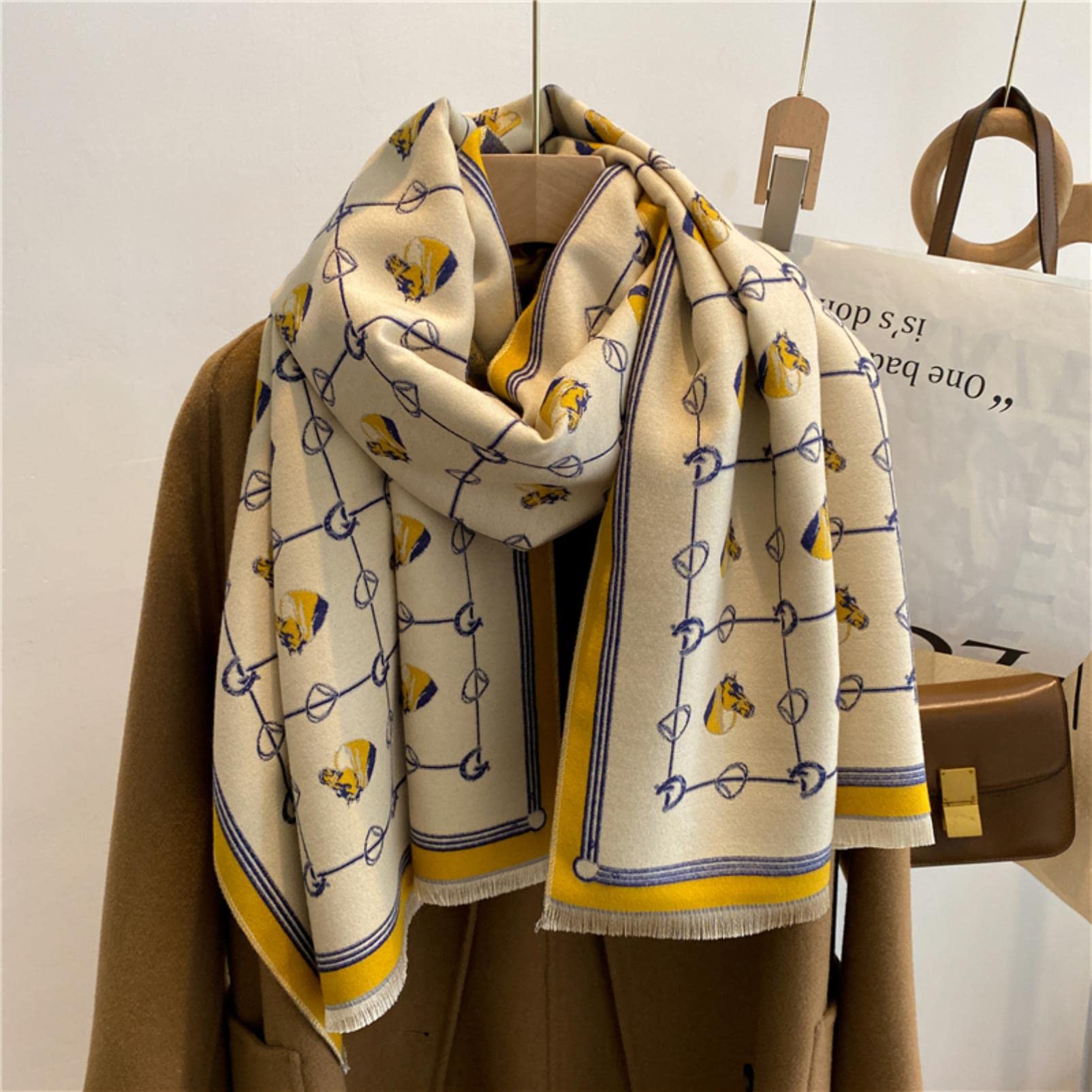 URYYRIT Sciarpa Cashmere Invernale Stampato Inverno Inverno Donne Design Terma Scialle Wrap Spesso Cape Cabero Copertina